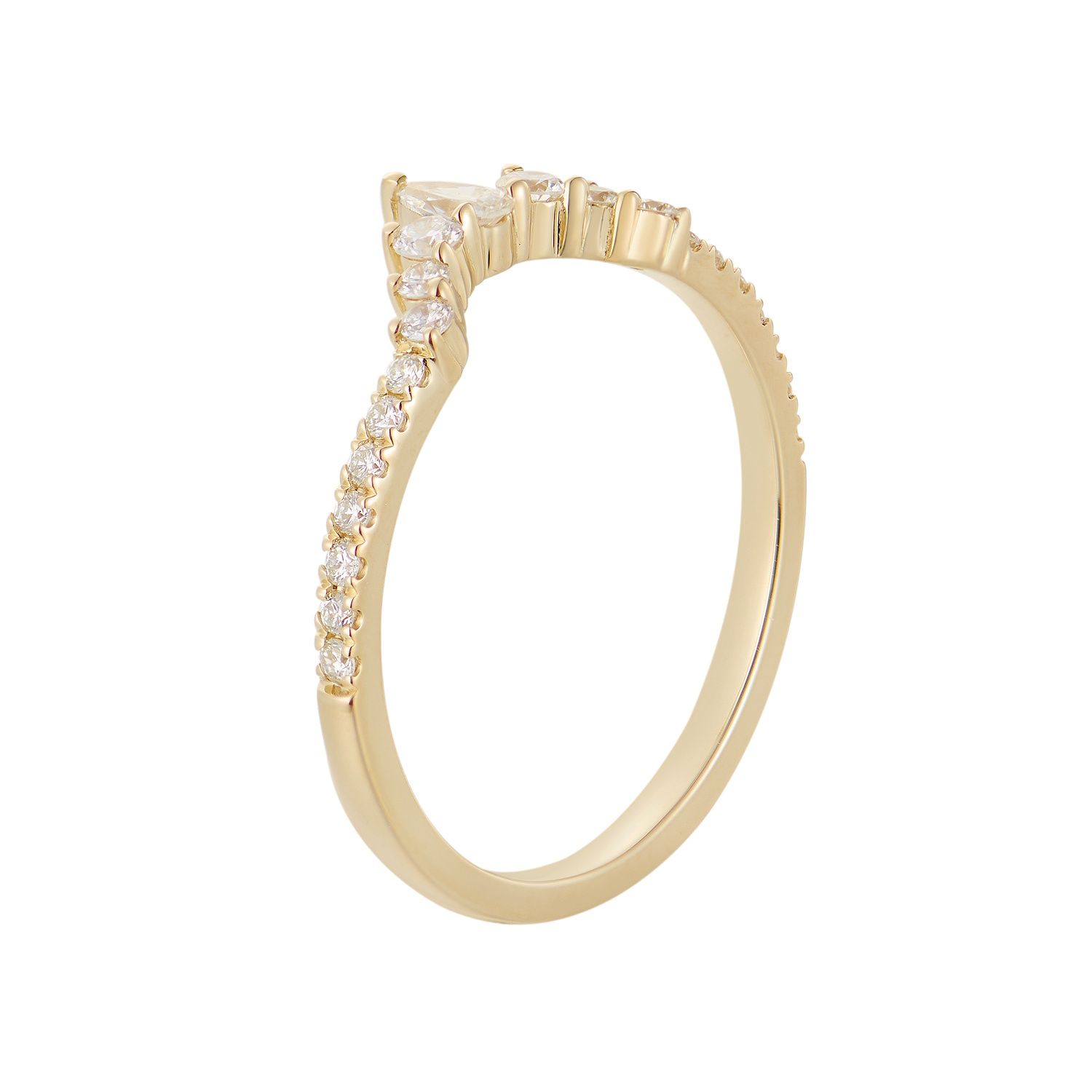 14K White/Yellow Gold Anniversary Natural Diamond Curved Band MZ6464, Colour: 14KY-1.5g-0.284ct-ND