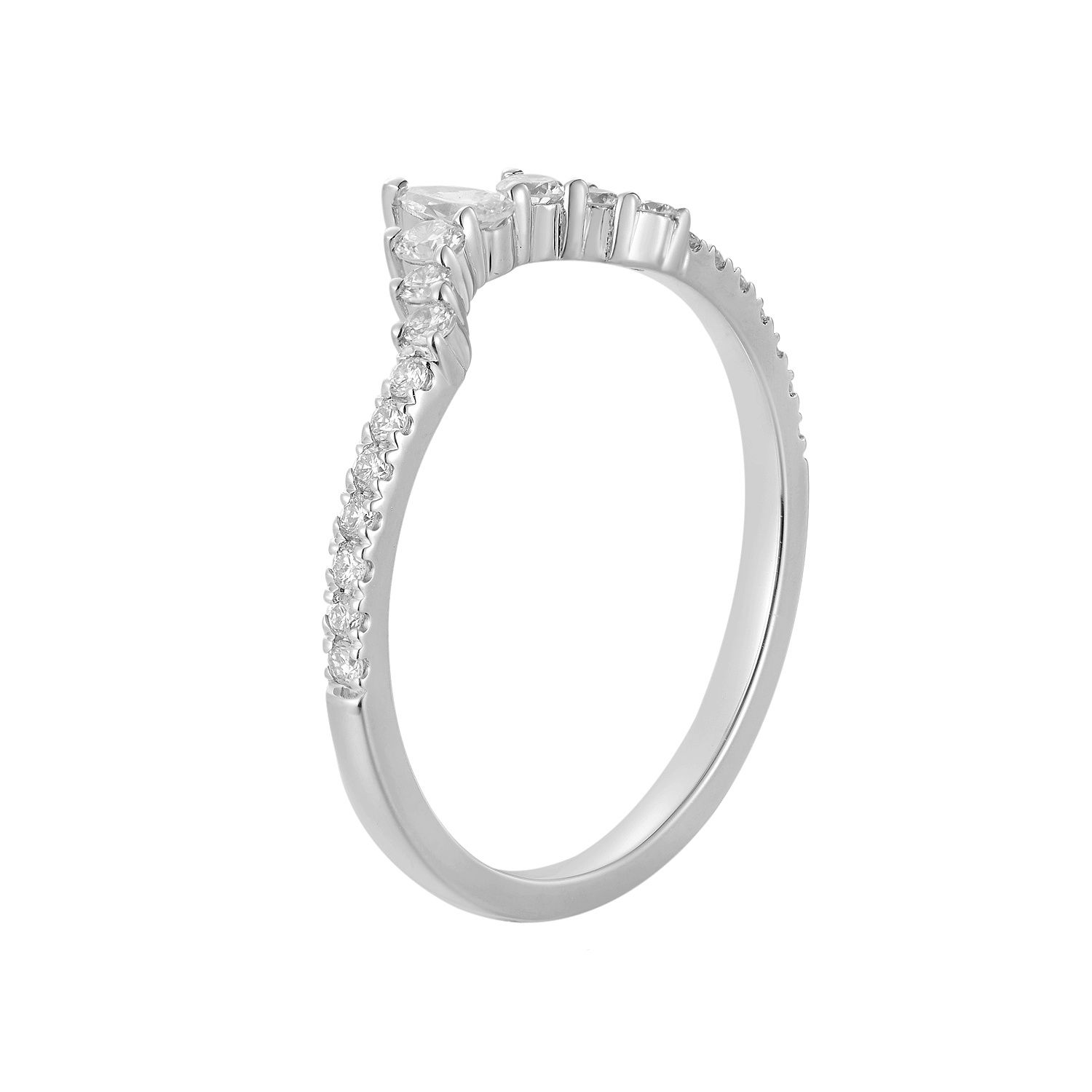 14K White Gold Anniversary Lab Grown Diamond Curved Band MZ6464