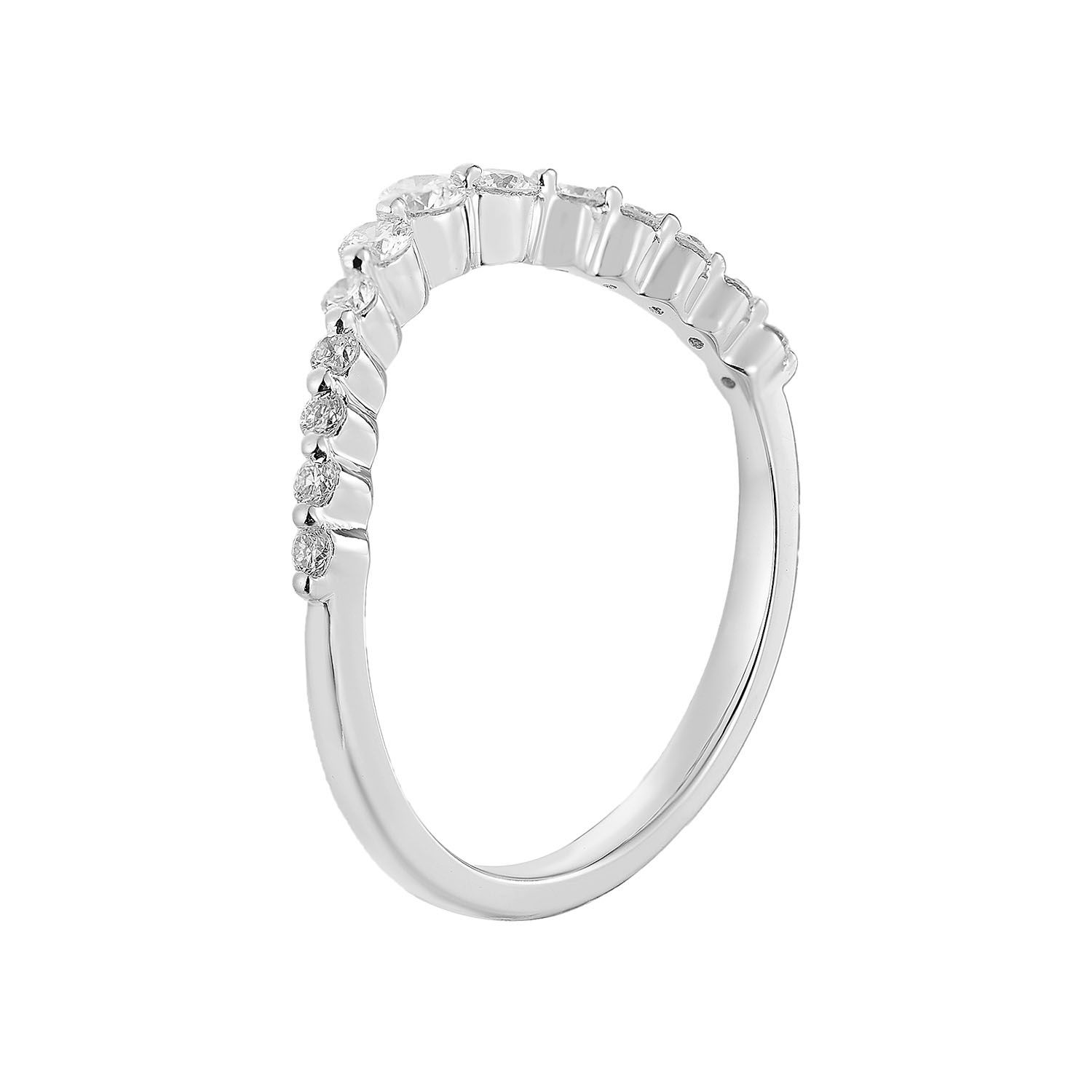 14K White Gold Anniversary Lab Grown Diamond Curved Band MZ71505
