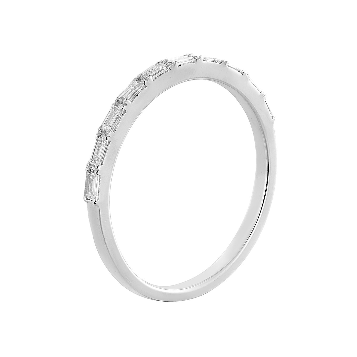 14K White Gold Baguette Lab Grown Diamond Wedding Band MZ71150-1