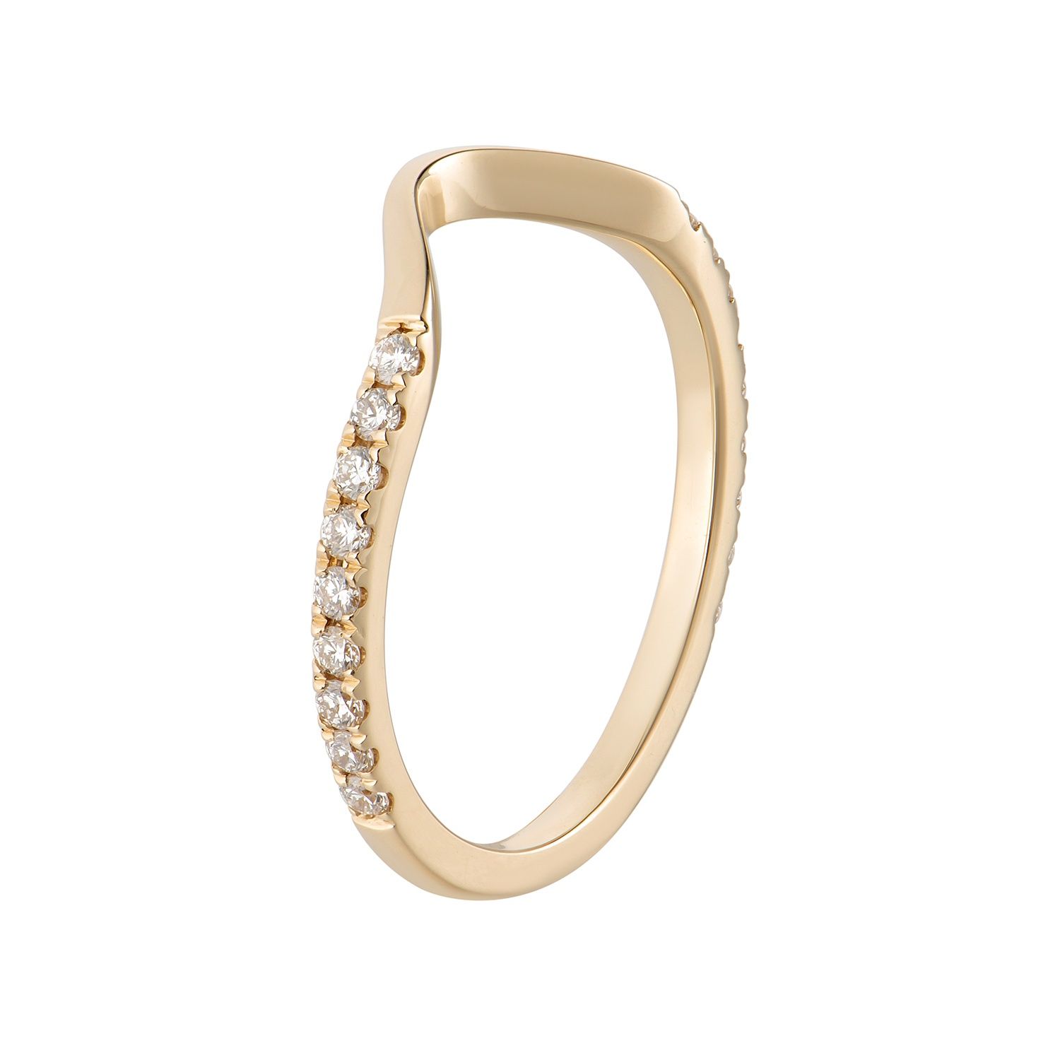 14K White/Yellow Gold Natural Diamond Curved Band MZ6249, Colour: 14KY-1.78g-0.269ct-ND