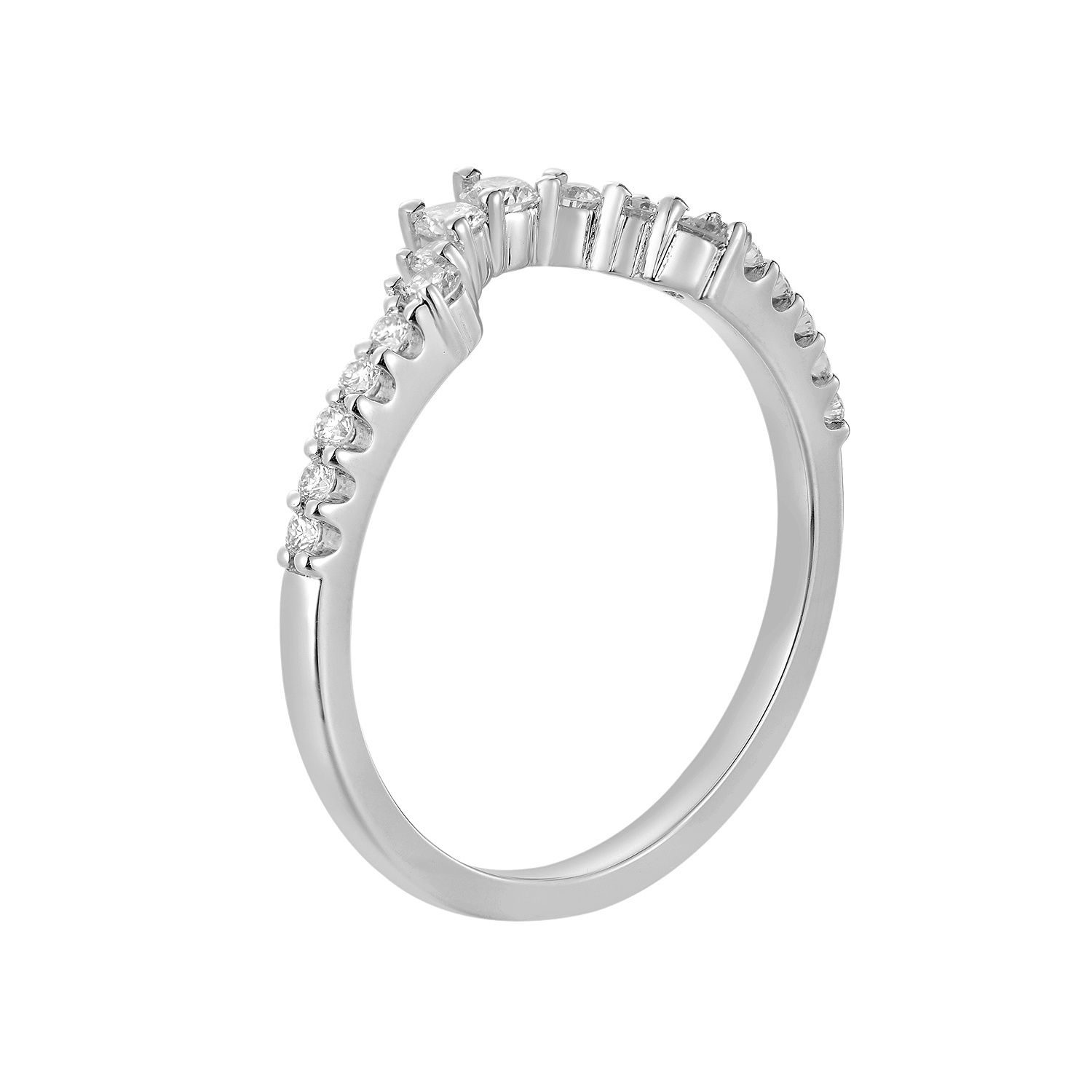 14K White Gold Lab Grown Diamond Curved Wedding Band MZ7069