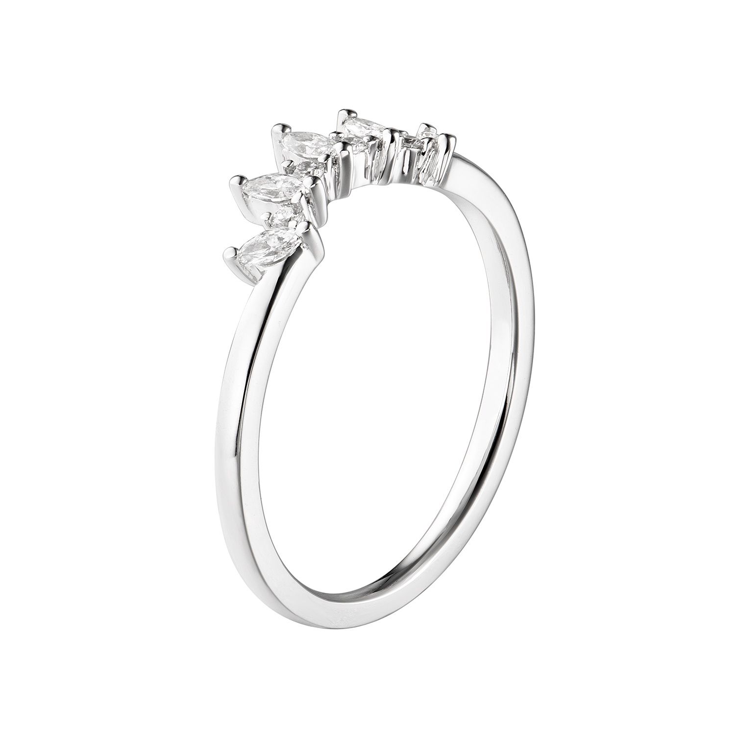 14K White Gold Lab Grown Diamond Curved Band MZ7072