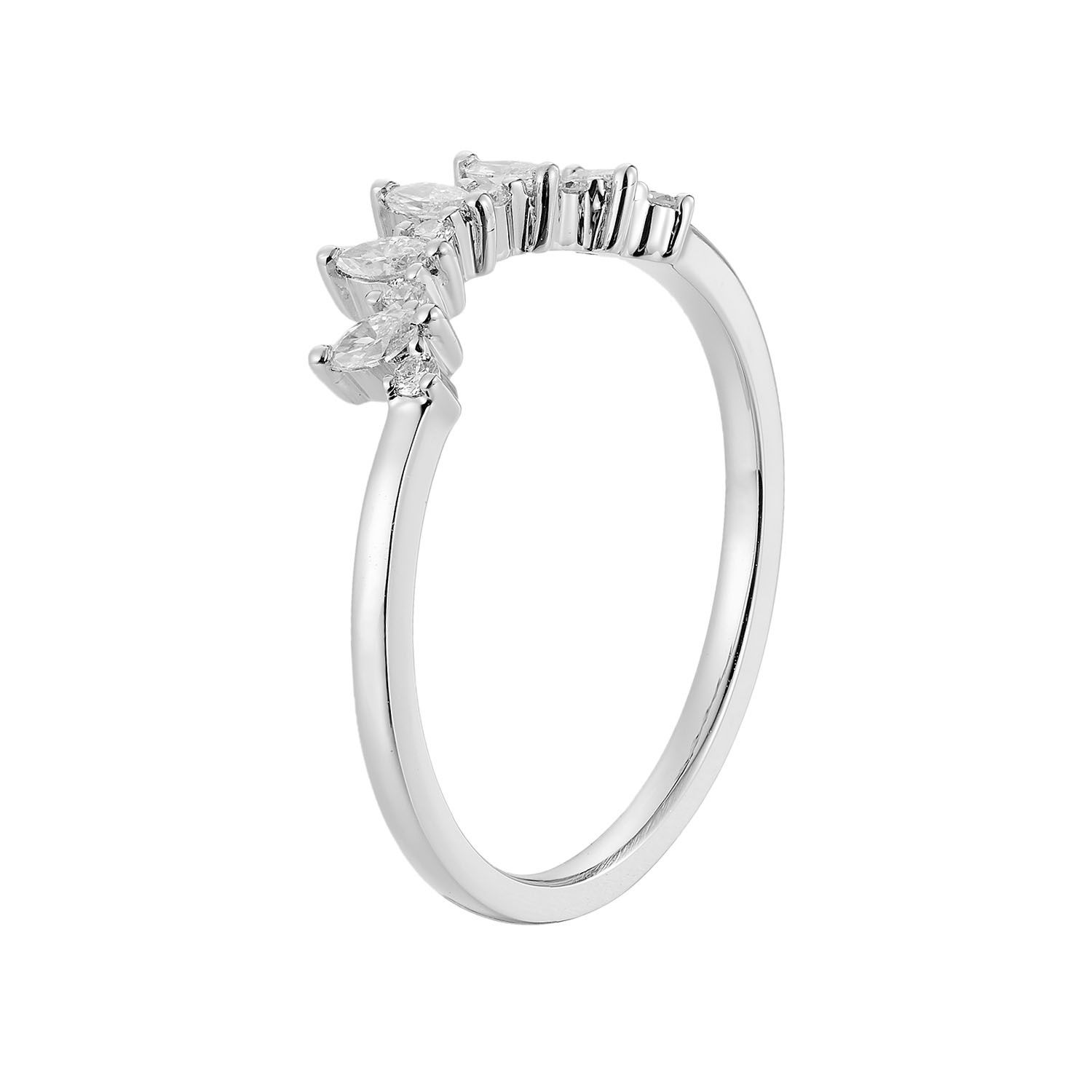 14K White Gold Lab Grown Diamond Curved Wedding Band MZ7073