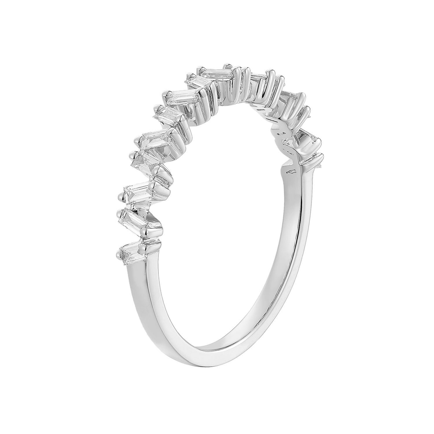 14K White/Yellow Gold Natural Diamond Wedding Band MZ7303, Colour: 14KW-2.19g-0.354ct-ND