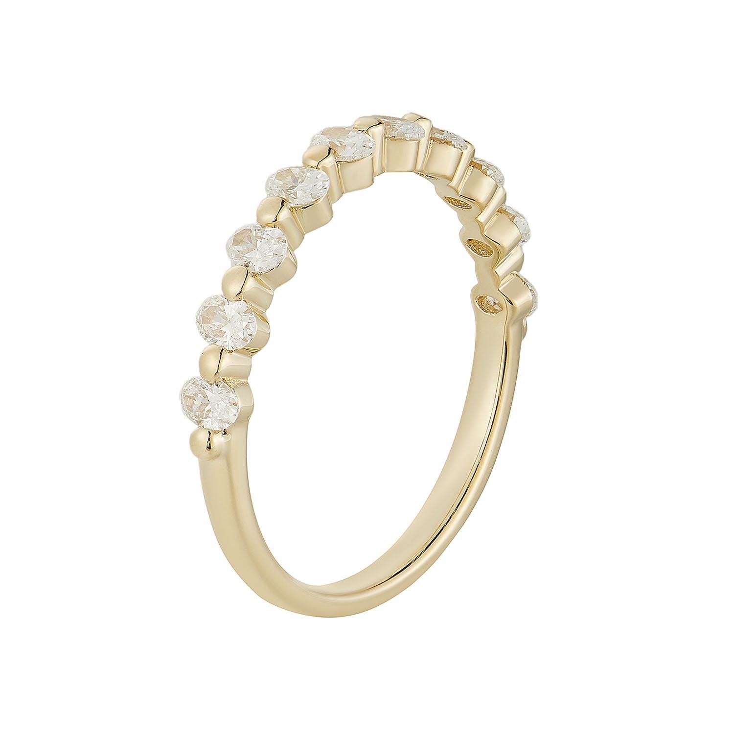 14K White/Yellow Gold Oval Natural Diamond Wedding Band MZ71029-2, Colour: 14KY-2.34g-0.669ct-ND