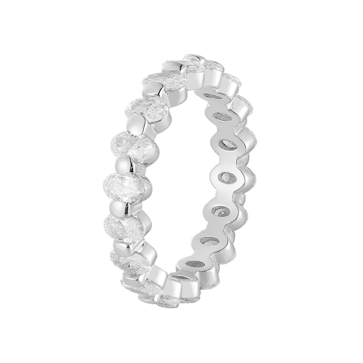 14K White Gold Oval Natural Diamond Eternity Band MZ71029