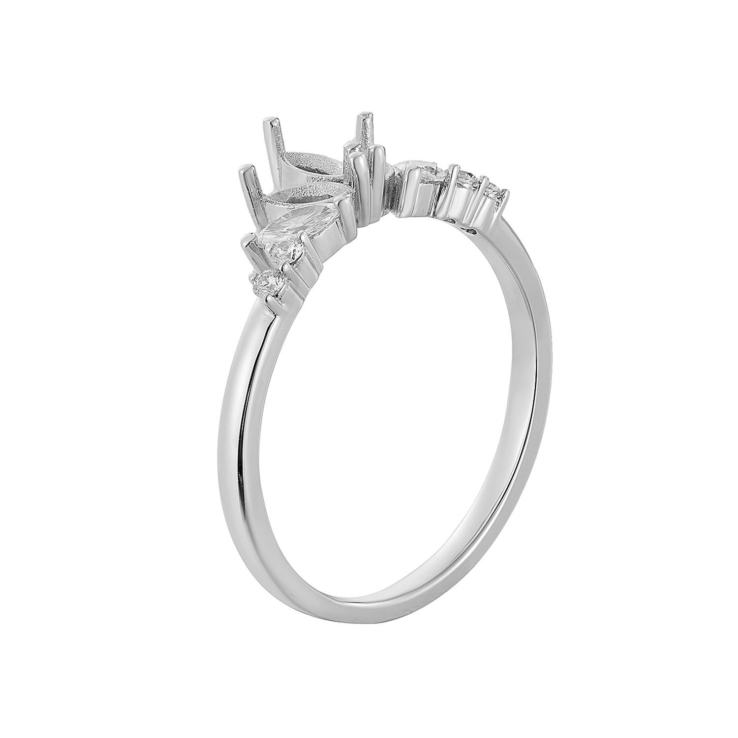 14K White Gold Marquise Natural Diamond Curved Wedding Band MZ72691