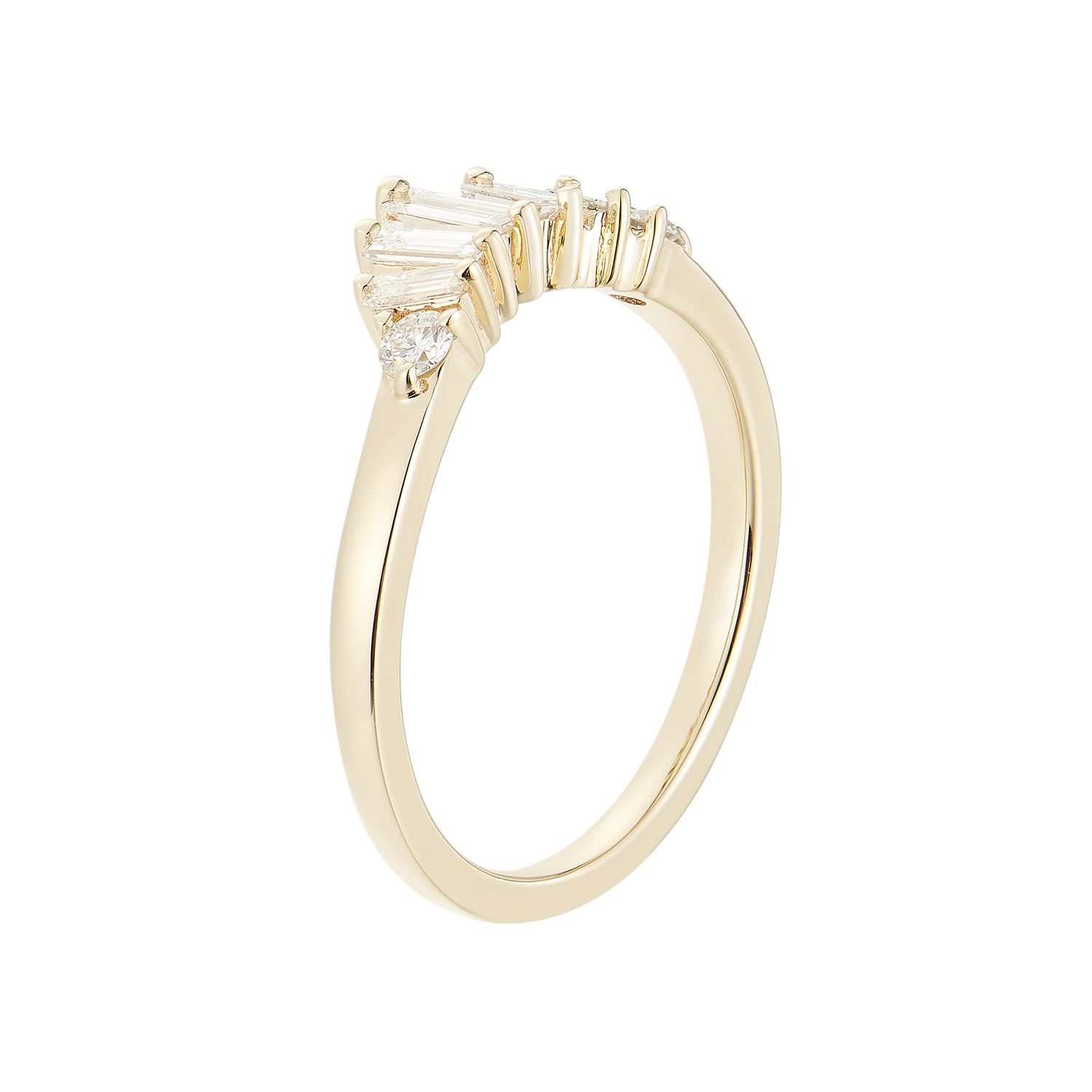14K White/Yellow Gold Natural Diamond Curved Wedding Band MZ373, Colour: 14KY-2.64g-0.424ct-ND