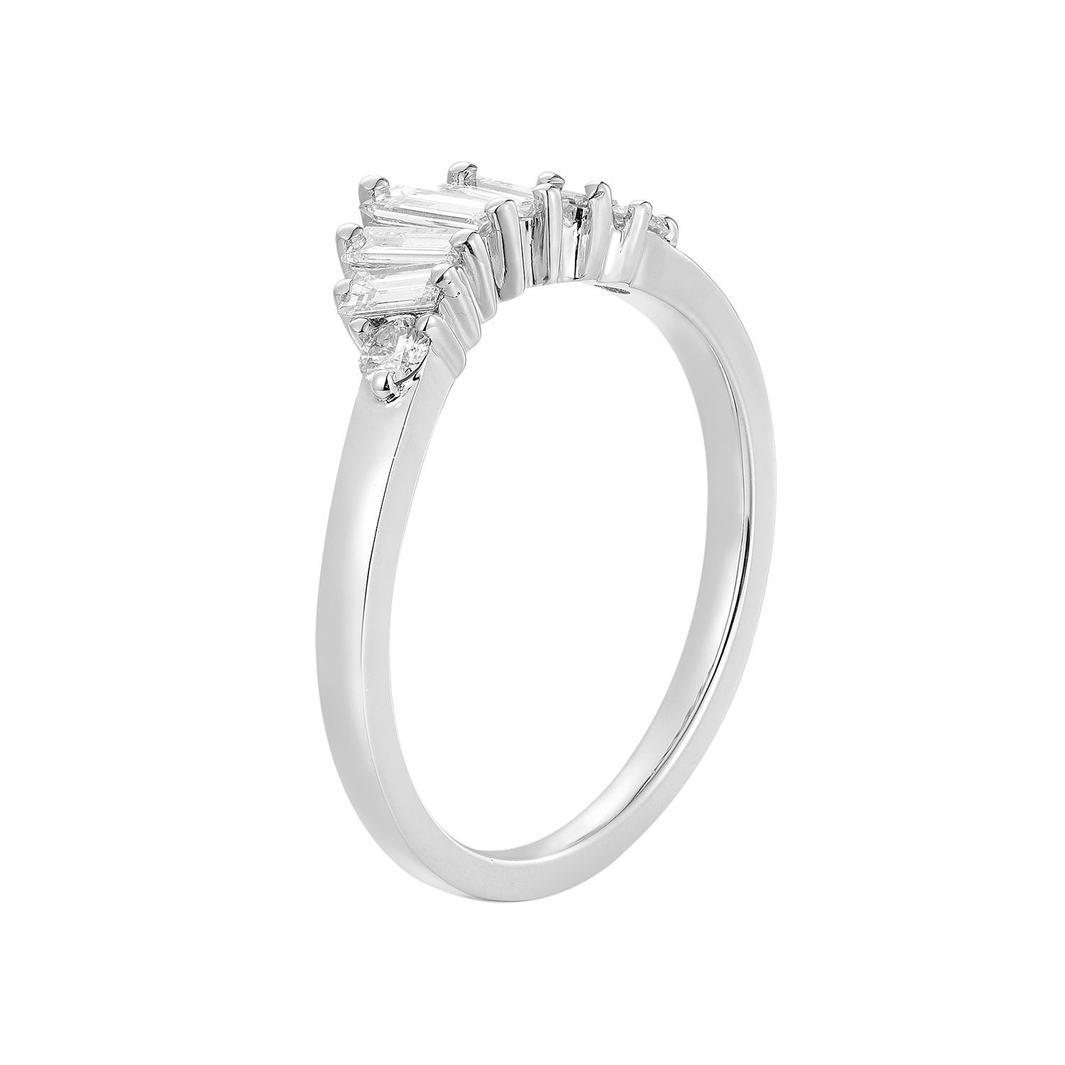 14K White Gold Lab Grown Diamond Curved Wedding Band MZ373