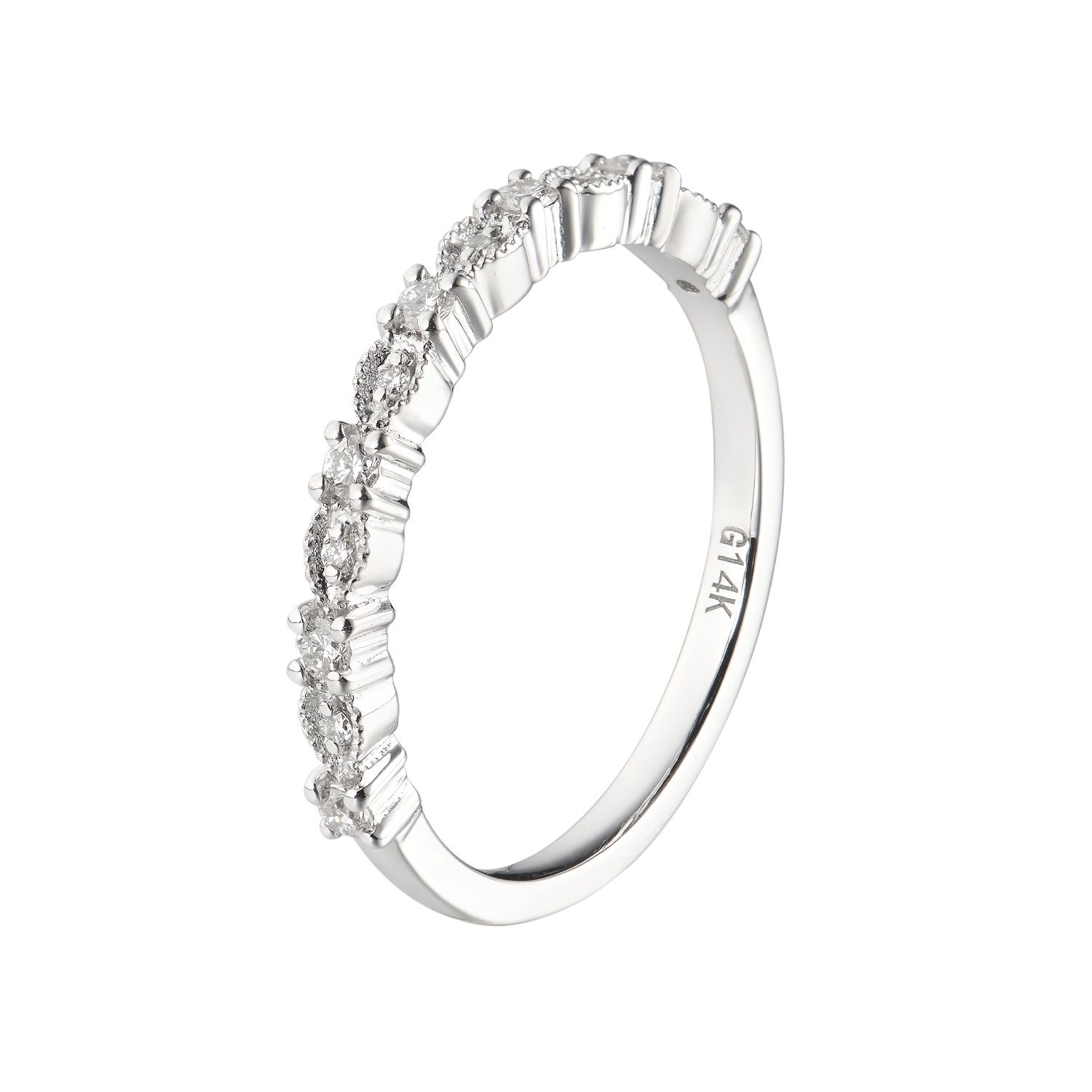 14K White Gold Lab Grown Diamond Wedding Band MZ5016
