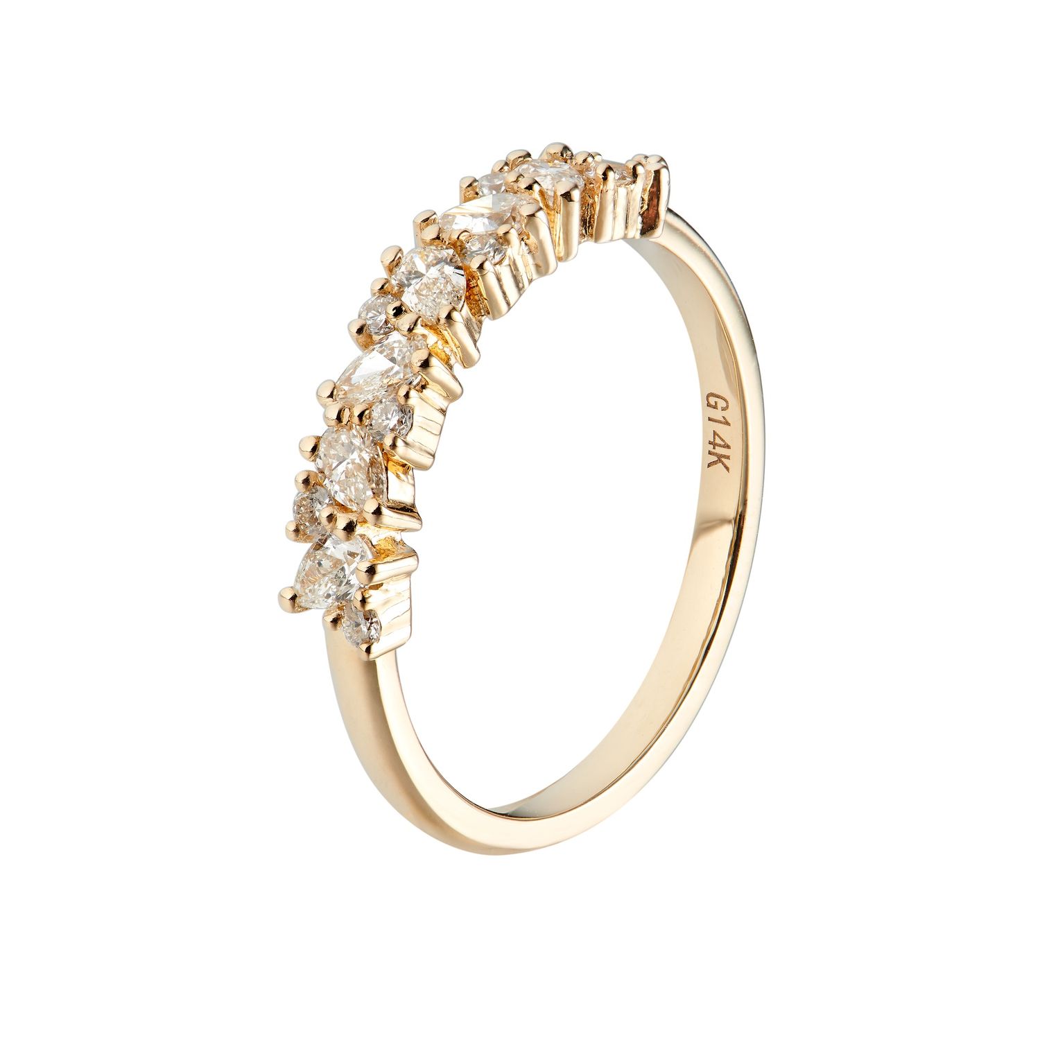 14K White/Yellow Gold Natural Diamond Wedding Band MZ5034, Colour: 14KY-1.98g-0.4ct-ND