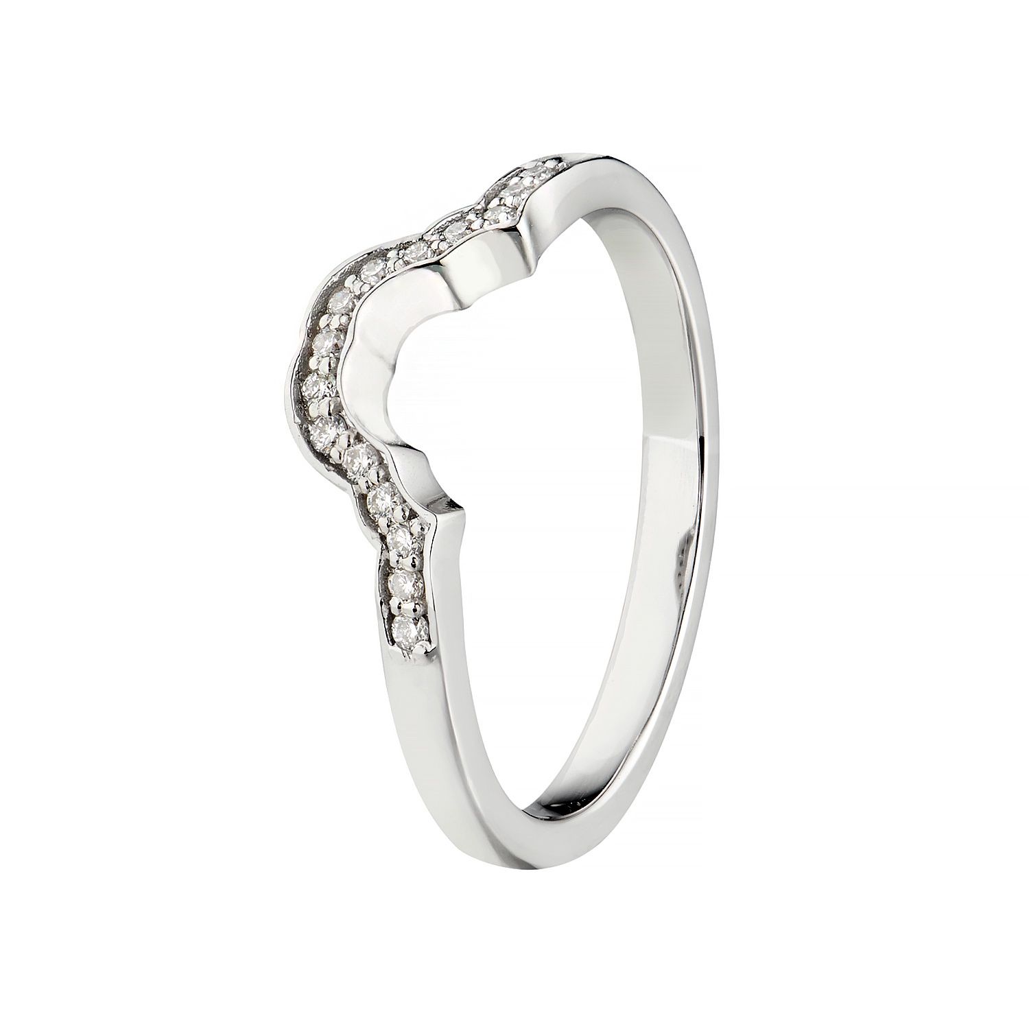 14K White Gold Lab Grown Diamond Curved Wedding Band MZ1843