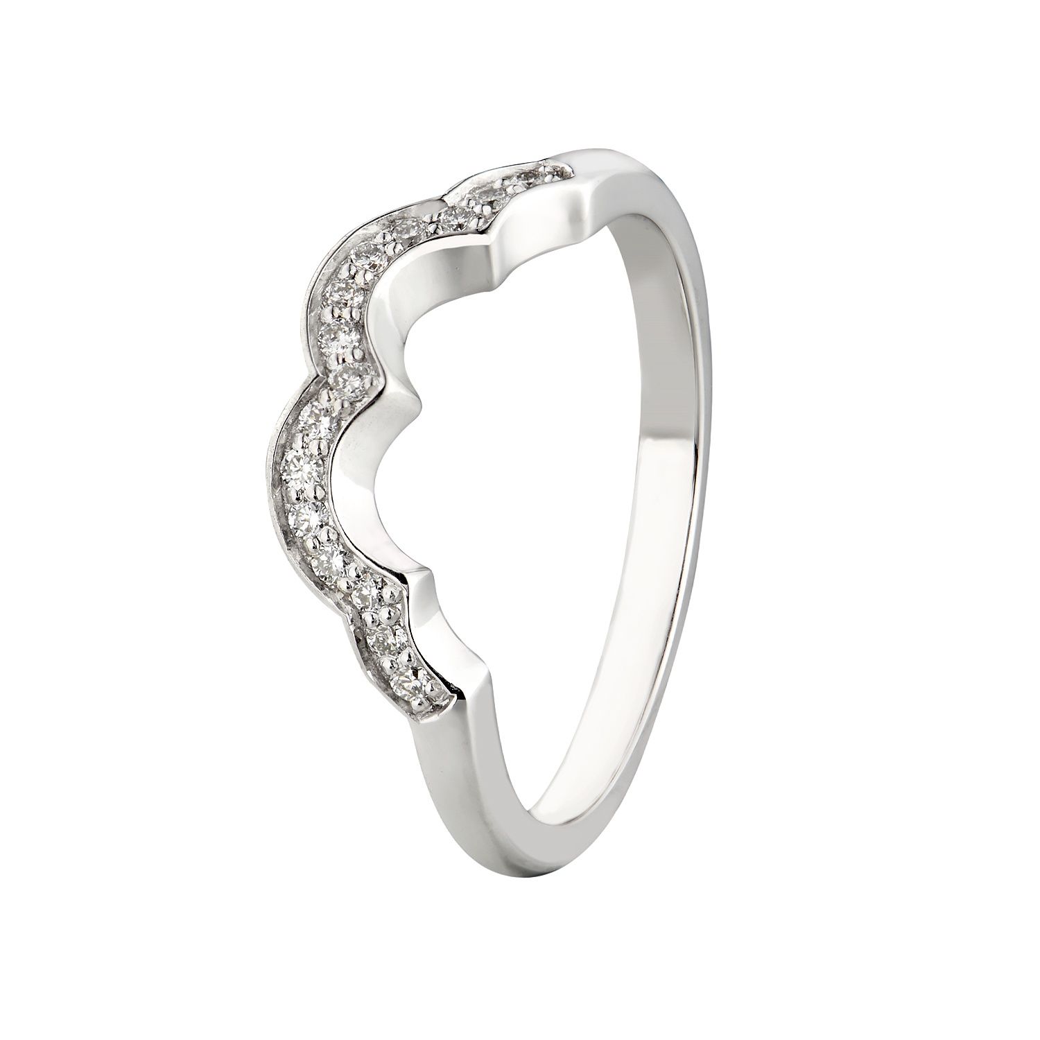 14K White Gold Lab Grown Diamond Curved Wedding Band MZ1845