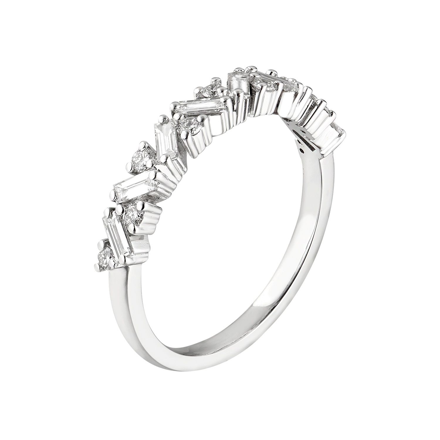 14K White Gold Natural Diamond Wedding Band MZ2093, Colour: 14KW-2.28g-0.544ct-ND