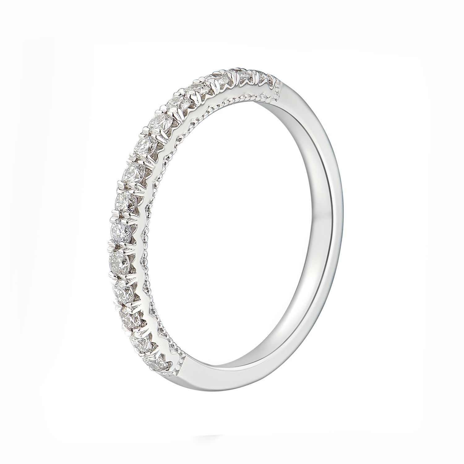 14K White/Yellow Gold Natural Diamond Wedding Band MZ6039, Colour: 14KW-1.94g-0.288ct-ND