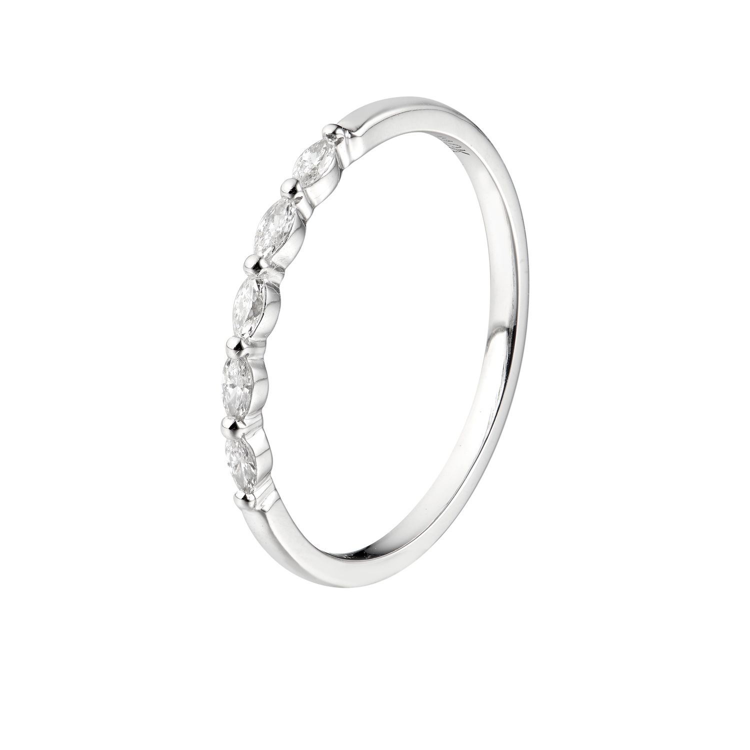 14K White/Yellow Gold Marquise Natural Diamond Wedding Band MZ6052, Colour: 14KW-1.21g-0.146ct-ND