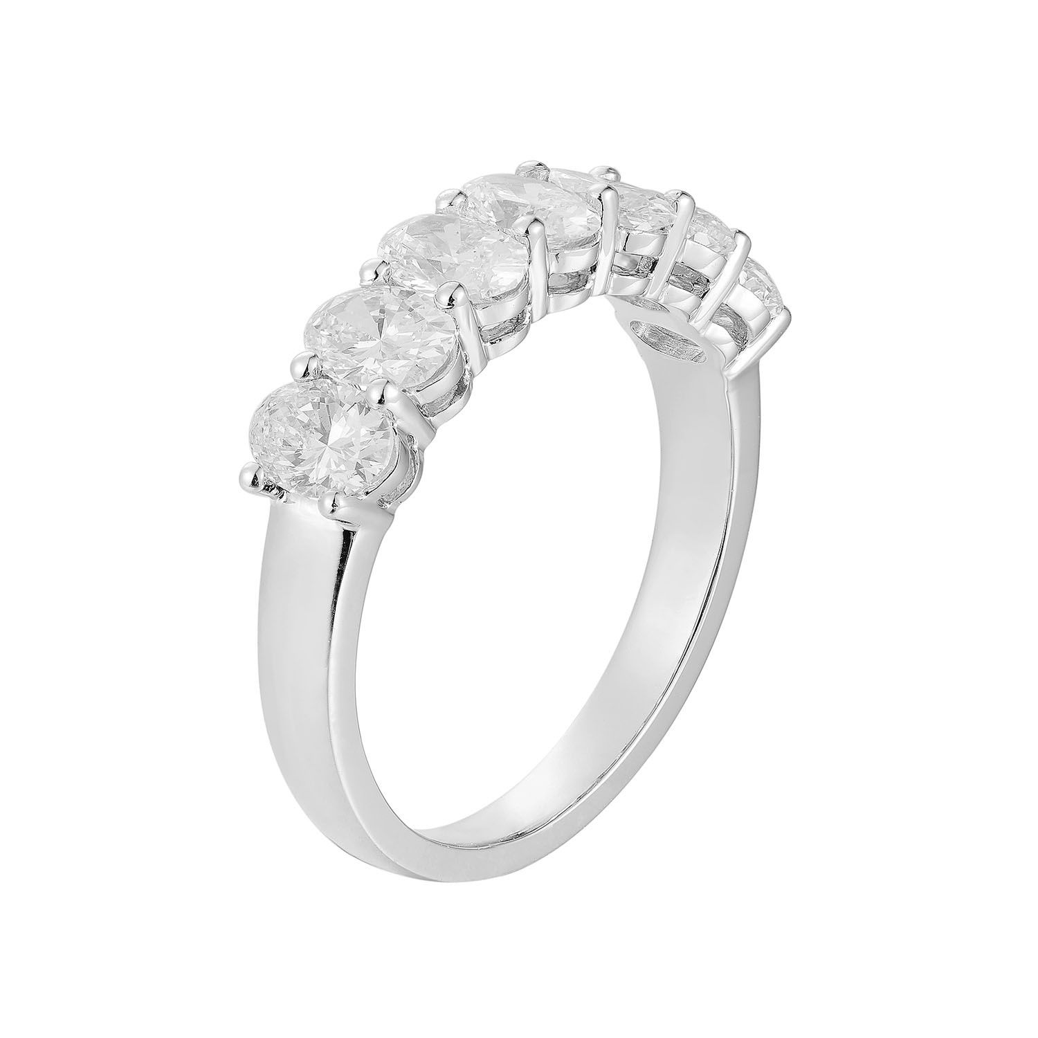 14K White Gold Oval Lab Grown Diamond Wedding Band MZ6685-7p
