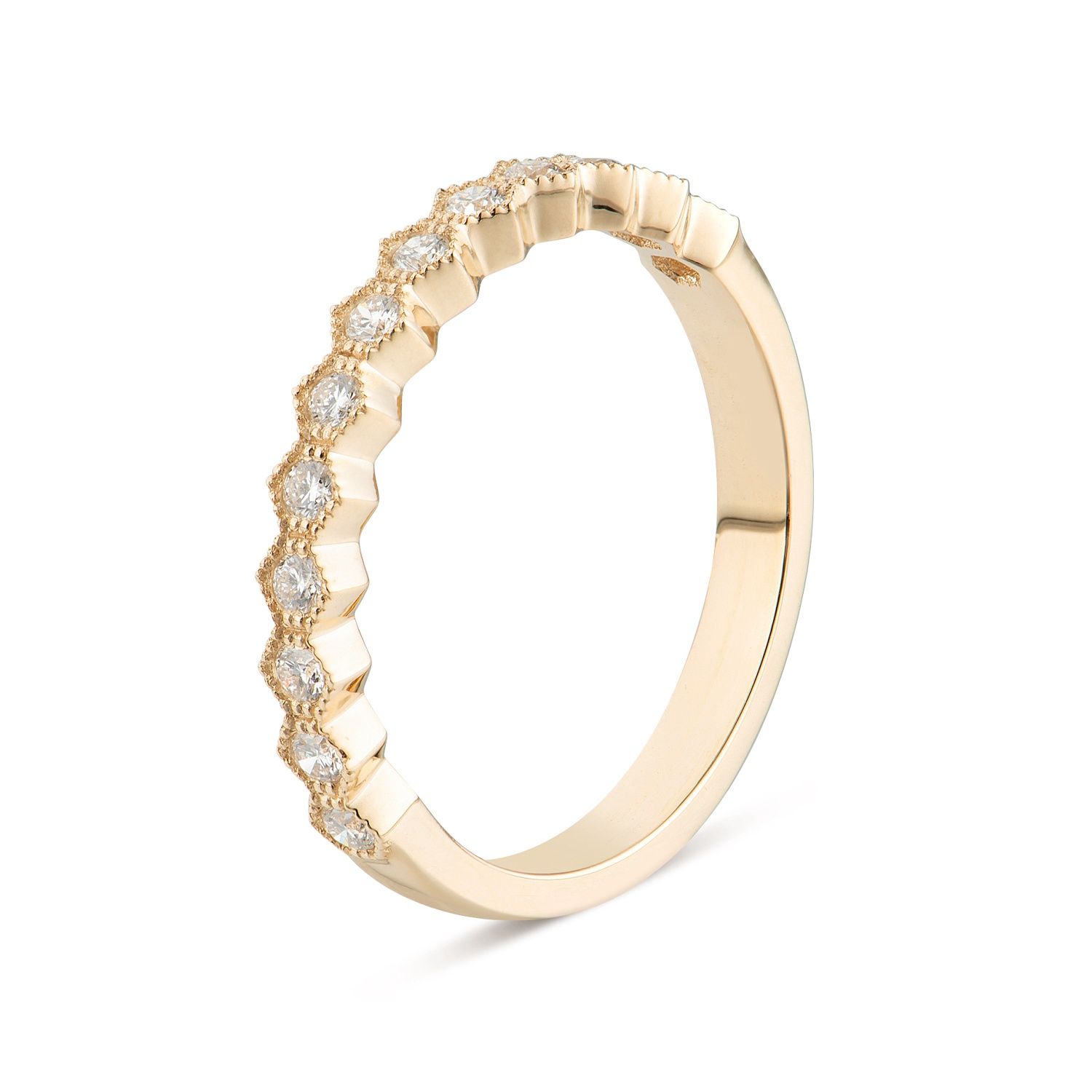 14K White/Yellow Gold Natural Diamond Wedding Band MZ6083, Colour: 14KY-2.21g-0.216ct-ND