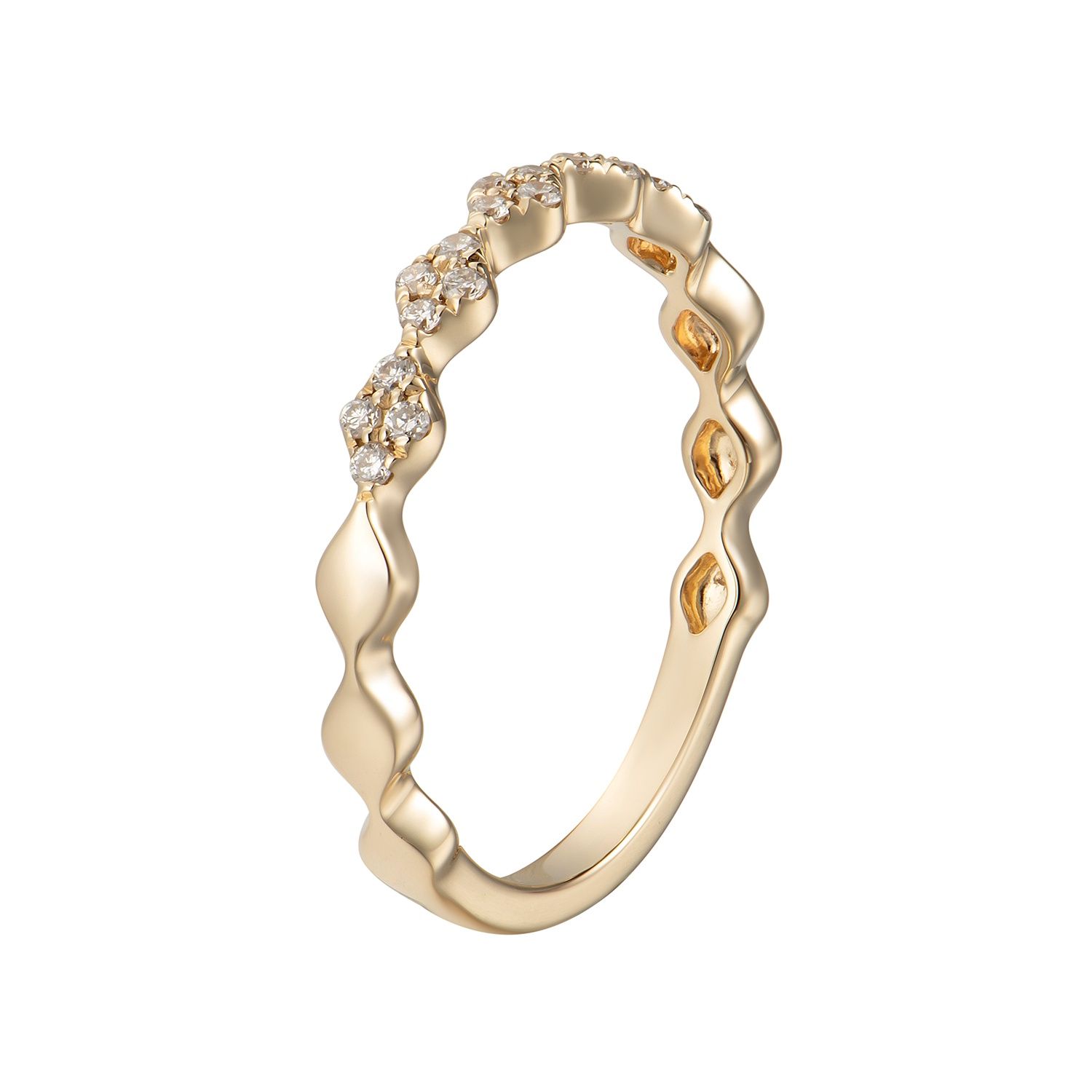 14K White/Yellow Gold Natural Diamond Wedding Band MZ6085, Colour: 14KY-1.58g-0.128ct-ND