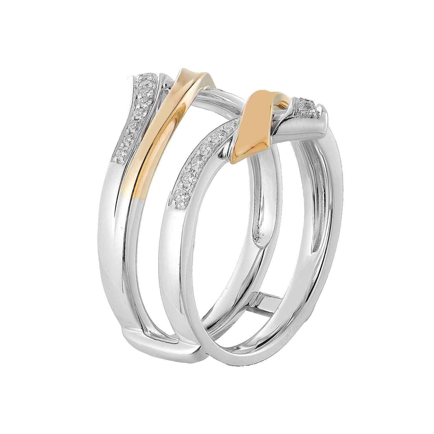 14K White Gold&amp; 14K Yellow Gold Dual Tone Natural Diamond Enhancer Ring MZ5289