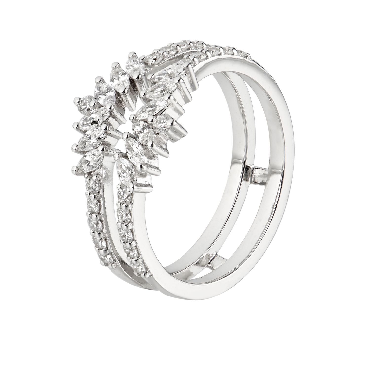 14K White Gold exquisite Marquise Enhancer Ring Natural Diamond MZ5045
