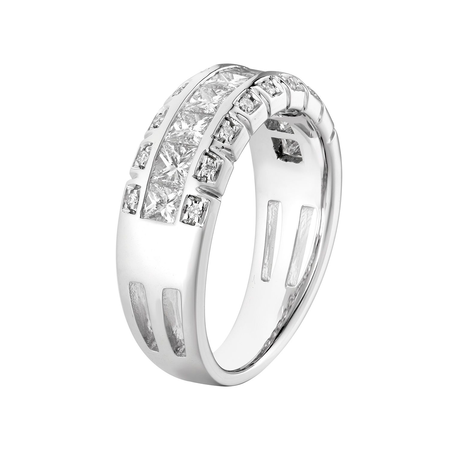 14K White Gold Princess Lab Grown Diamond Wide Band MZ7367
