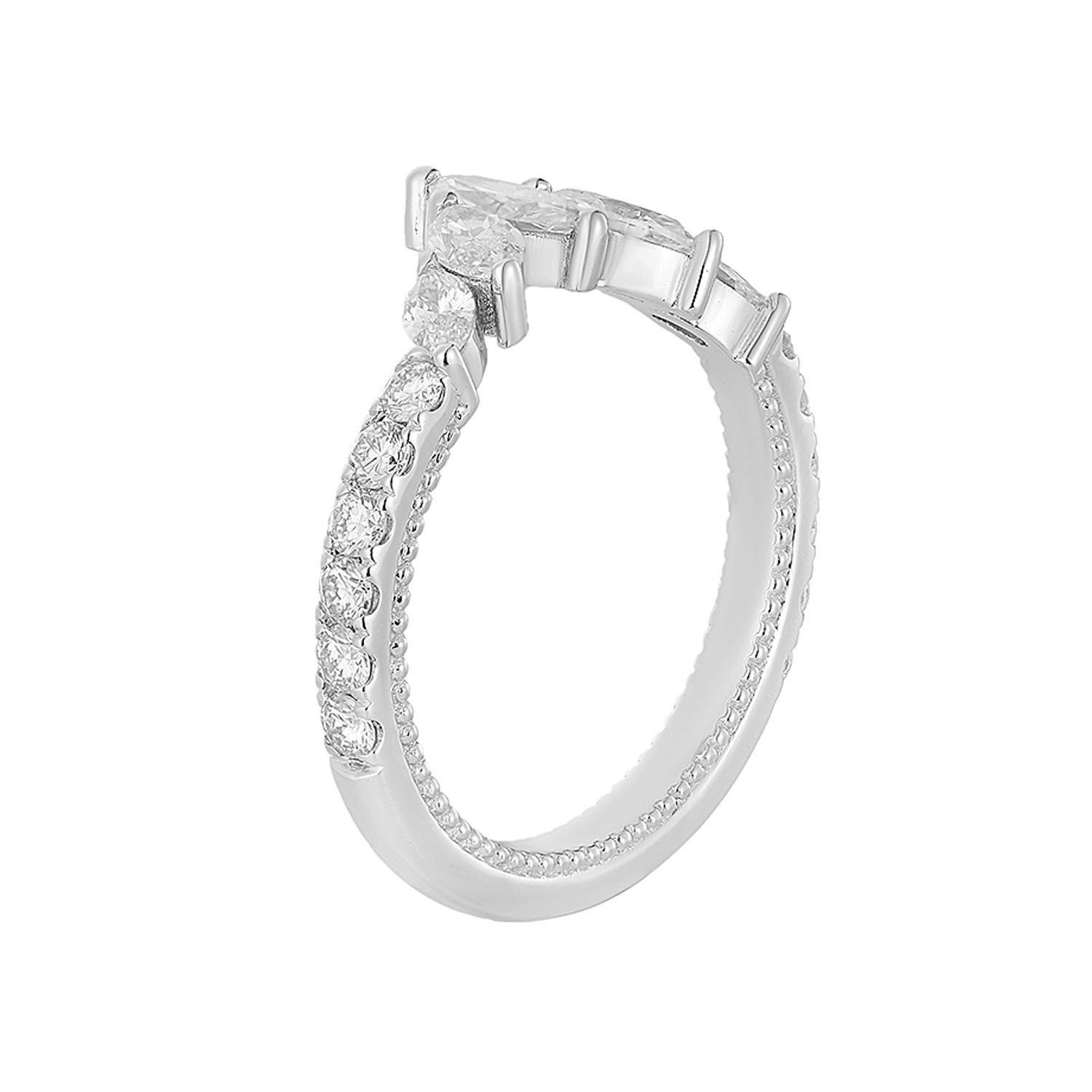 14K White Gold Lab Grown Diamond Curved Wedding Band MZ61390