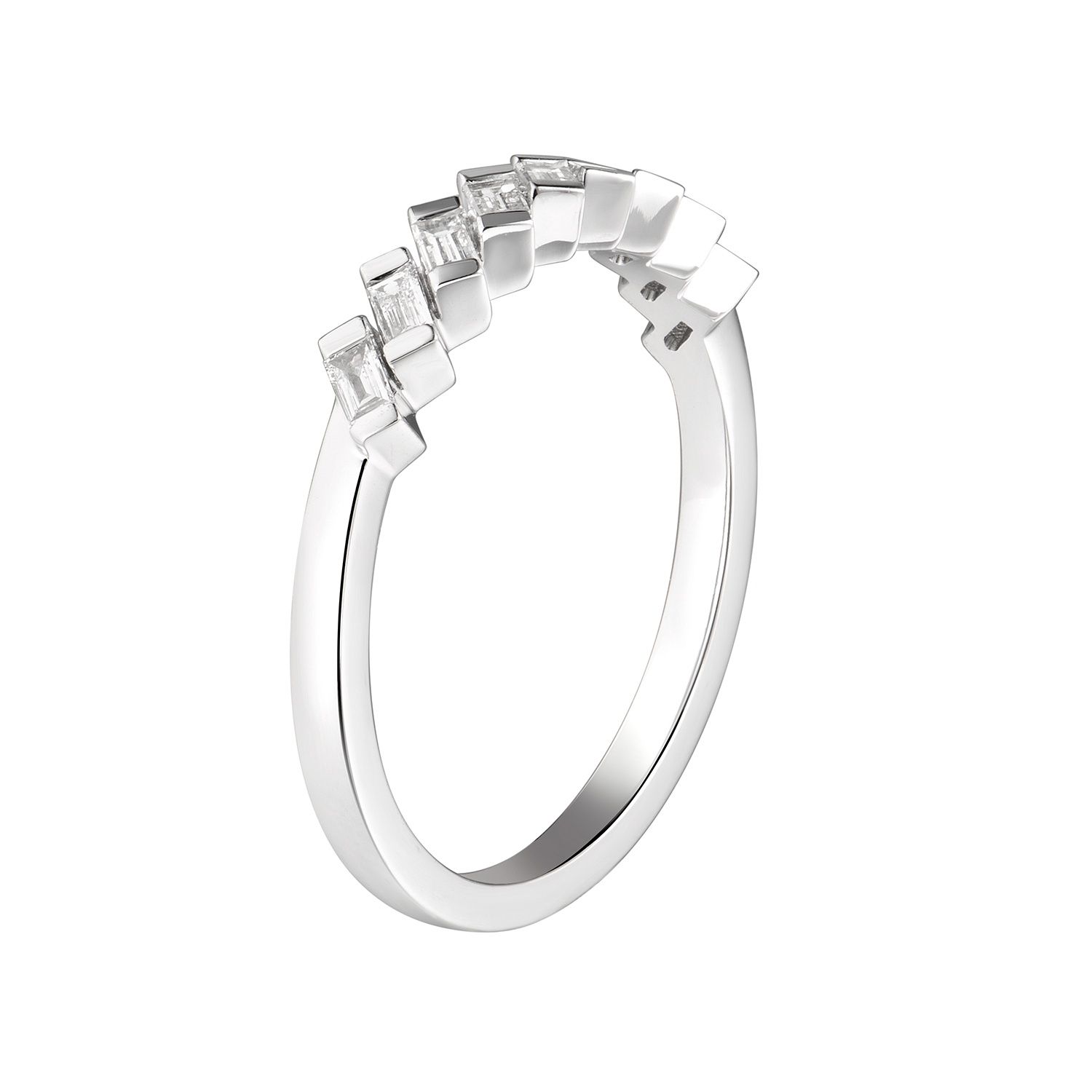 14K White Gold Natural Diamond Wedding Band MZ2064, Colour: 14KW-2.19g-0.381ct-ND