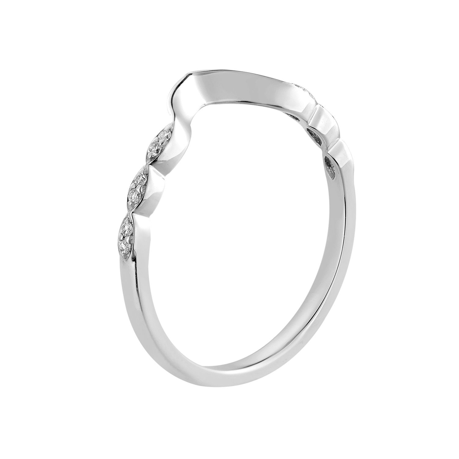 14K White/Yellow Gold Natural Diamond Curved Wedding Band MZ61443, Colour: 14KW-1.56g-0.052ct-ND