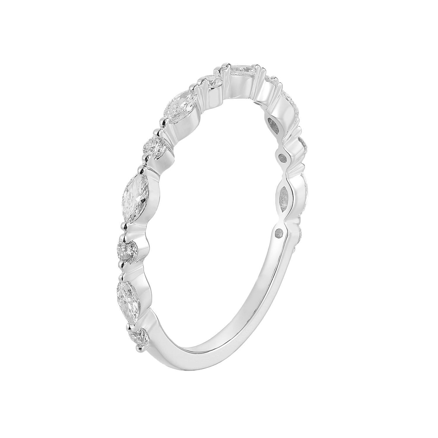 14K White Gold Marquise Lab Grown Diamond Wedding Band MZ5043