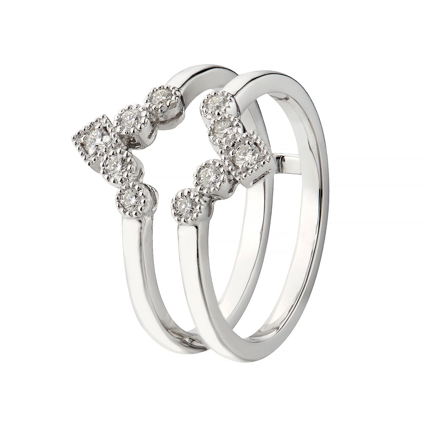 14K Elegant White Gold Natural Diamond S Curved Enhancer Ring MZ6220