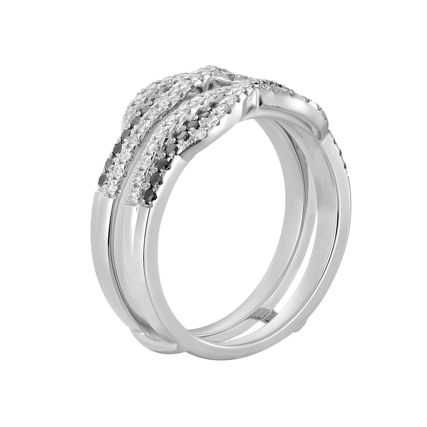 14K White Gold Double Rings Natural Diamond  Enhancer Rings MZ10886