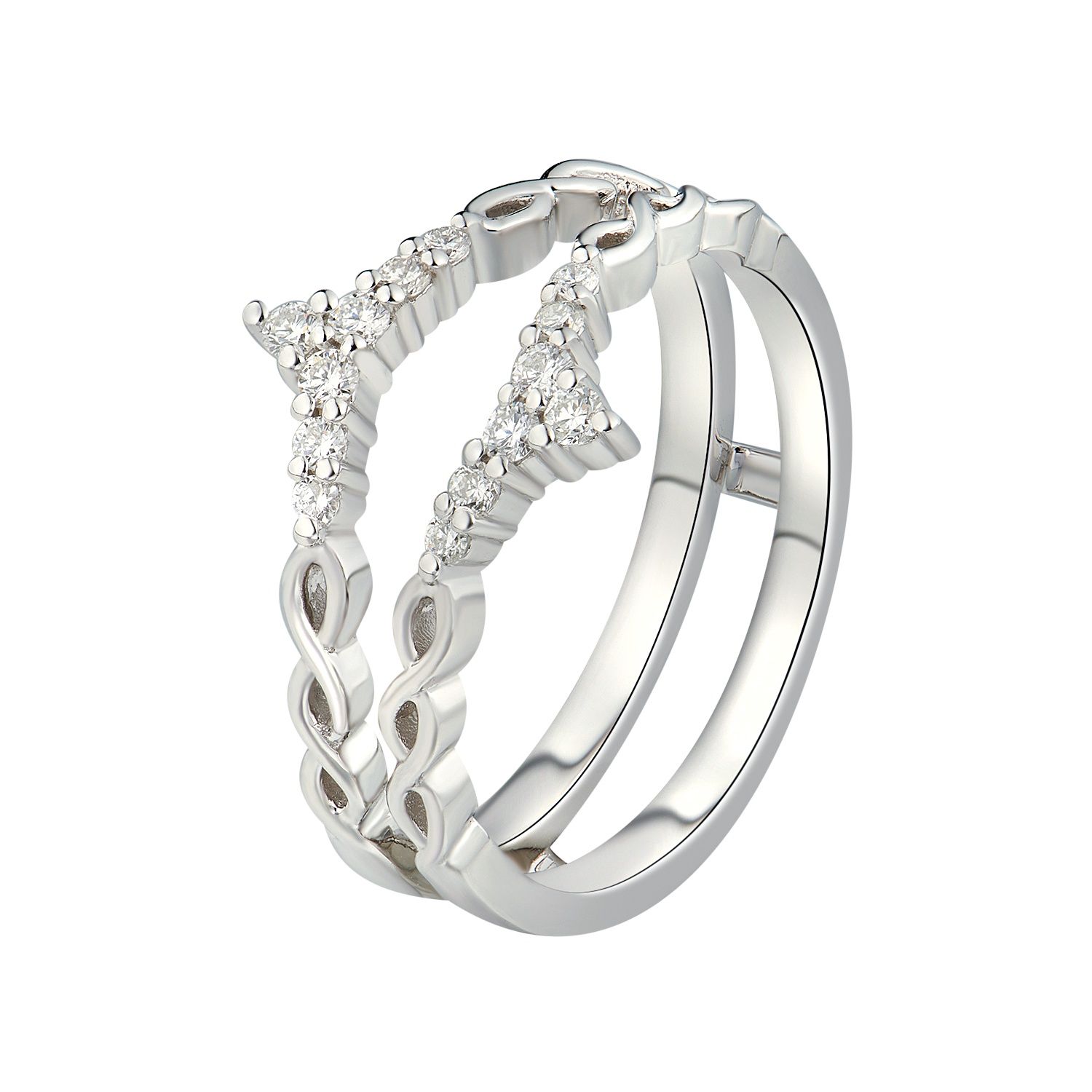 14K Infinity White Gold Enhancer Ring Natural Diamond MZ6151
