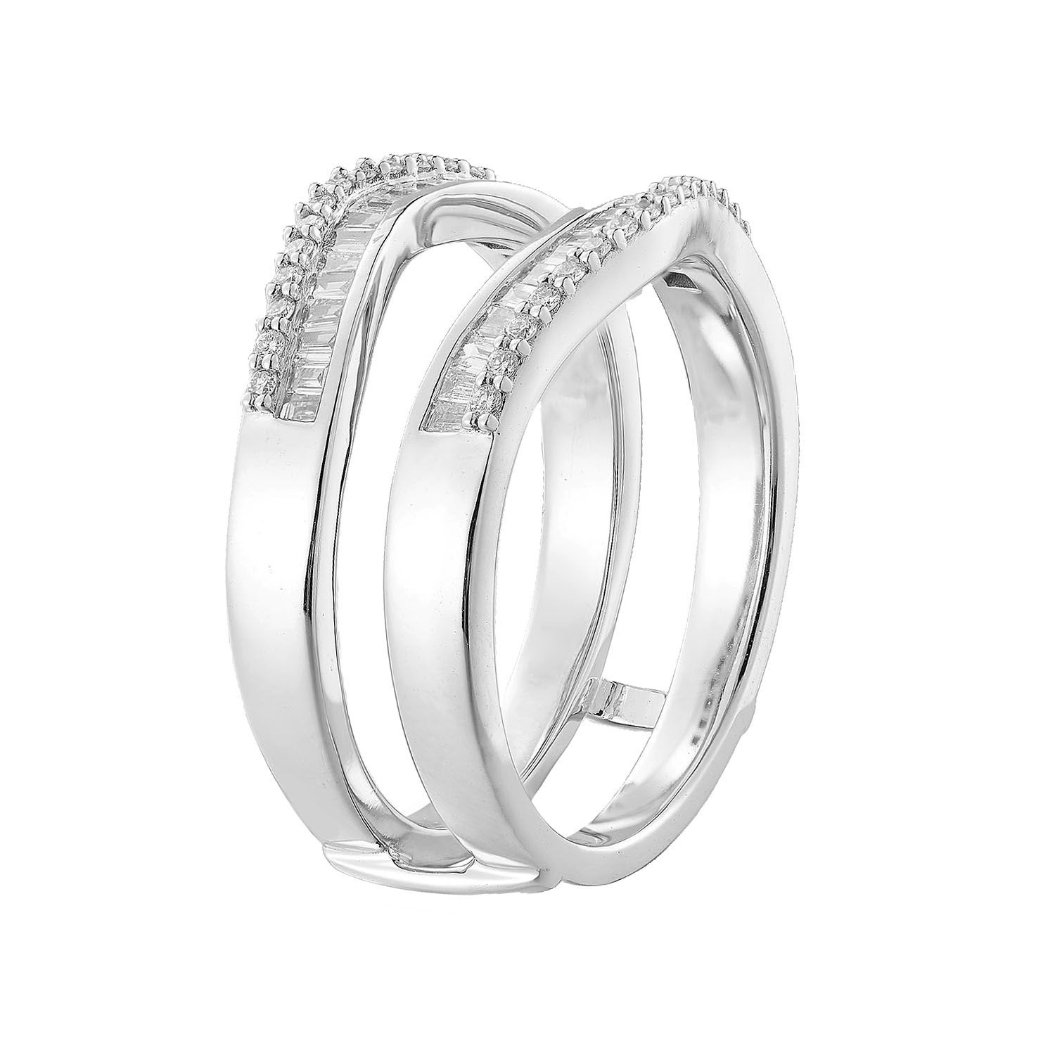 14K White Gold Baguette Natural Diamond s Enhancer Ring MZ6200