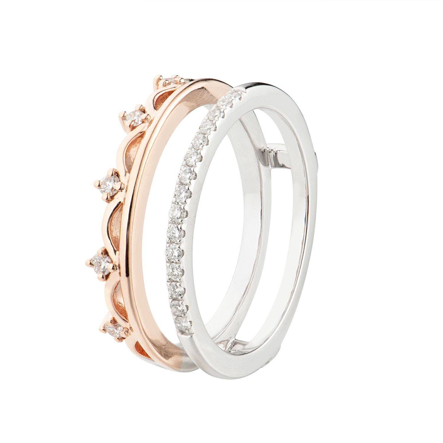 14K White Gold 14K Rose Gold Natural Diamond  Enhancer Ring MZ5300