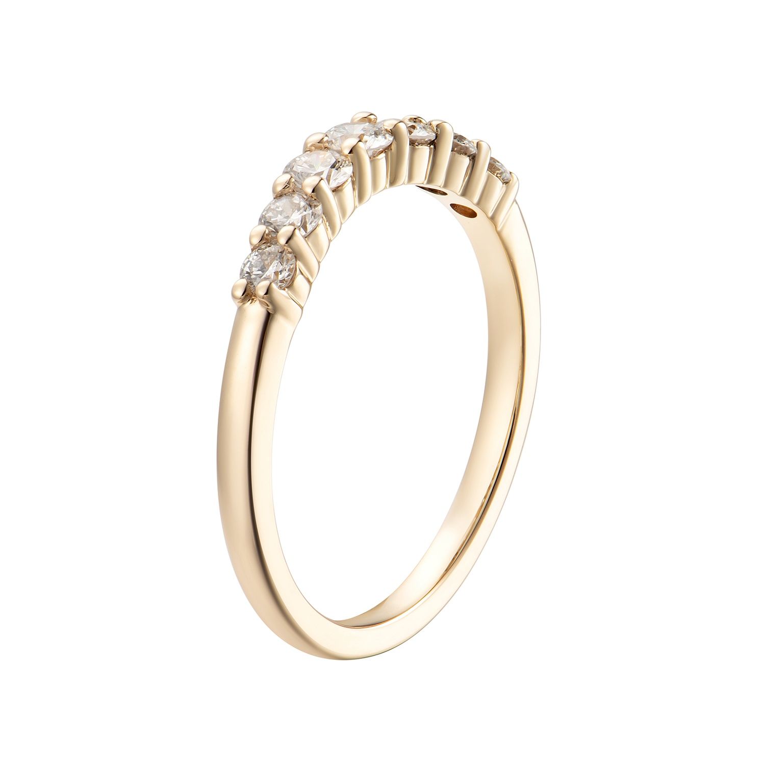 14K White Gold Natural Diamond Curved Wedding Band MZ9522, Colour: 14KY-1.64g-0.302ct-ND
