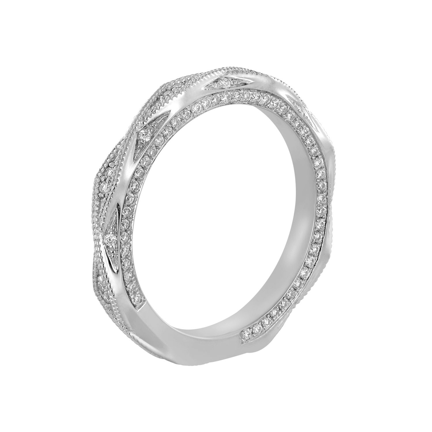 14K White/Yellow Gold Natural Diamond Wedding Band MZ73004, Colour: 14KW-3.63g-0.359ct-ND