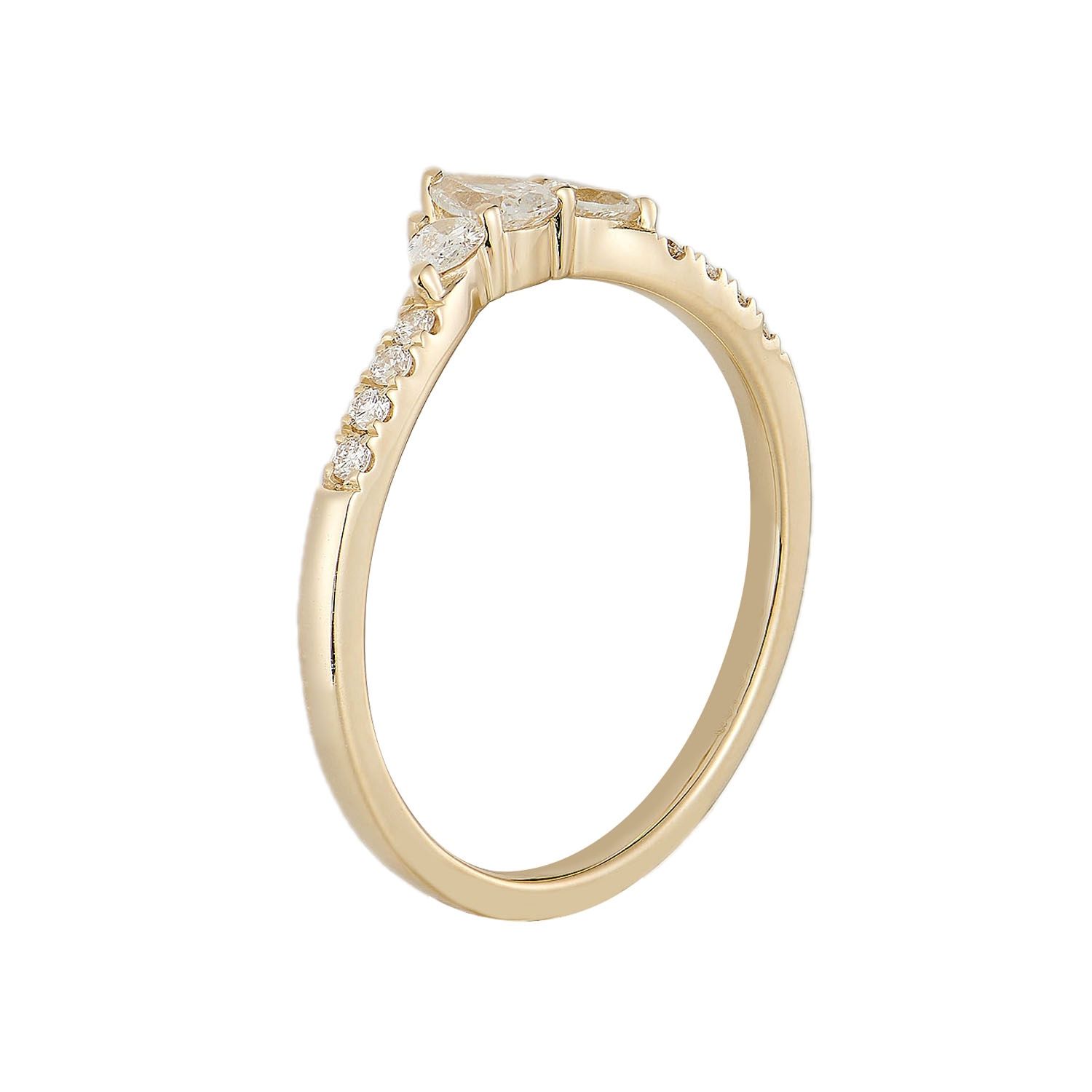 14K White/Yellow Gold Natural Diamond Curved Wedding Band MZ73090, Colour: 14KY-1.74g-0.315ct-ND