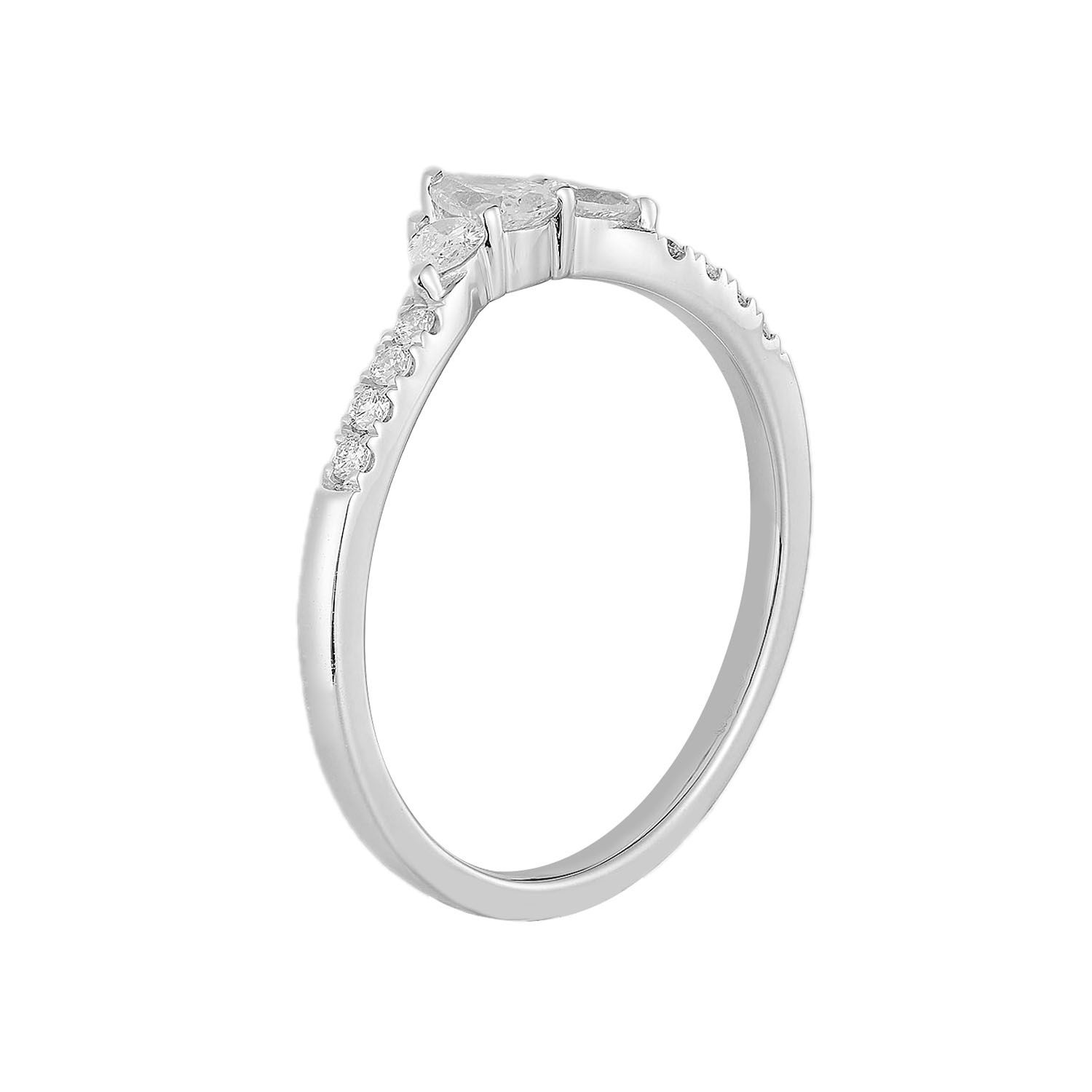14K White Gold Lab Grown Diamond Curved Wedding Band MZ73090