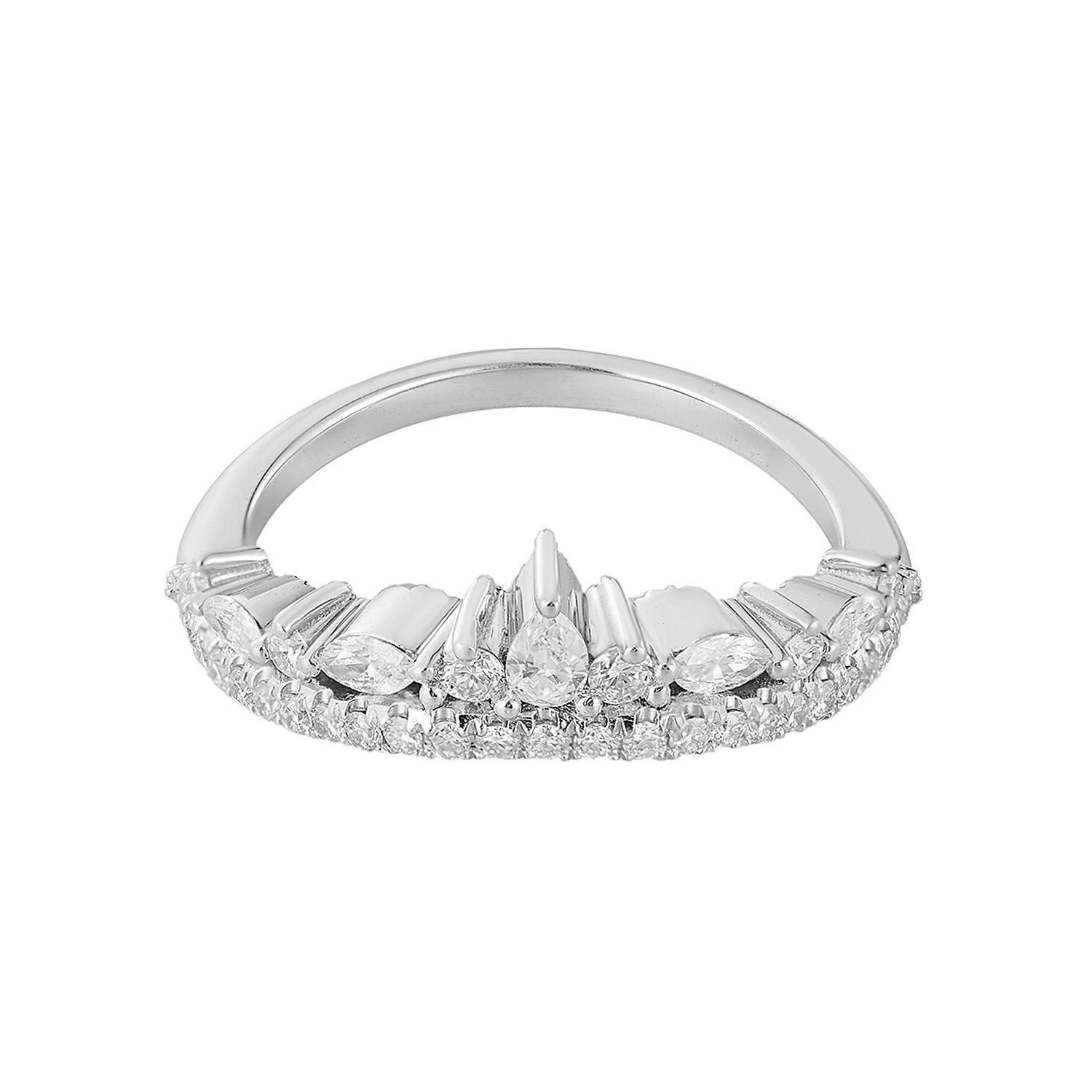 14K White Gold Lab Grown Diamond Curved Wedding Band HF9280
