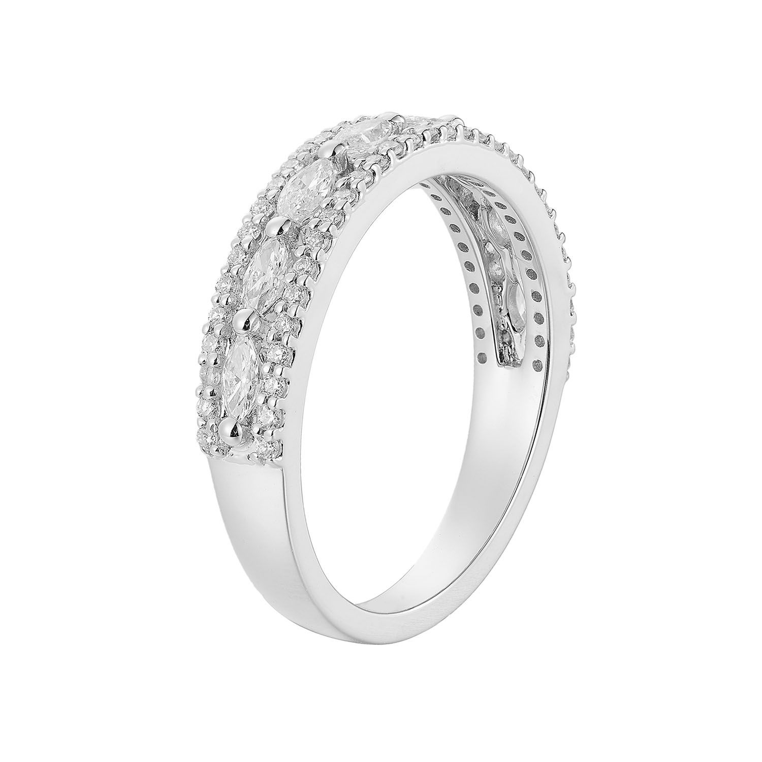 14K White Gold Marquise Lab Grown Diamond Wedding Band MZ5096