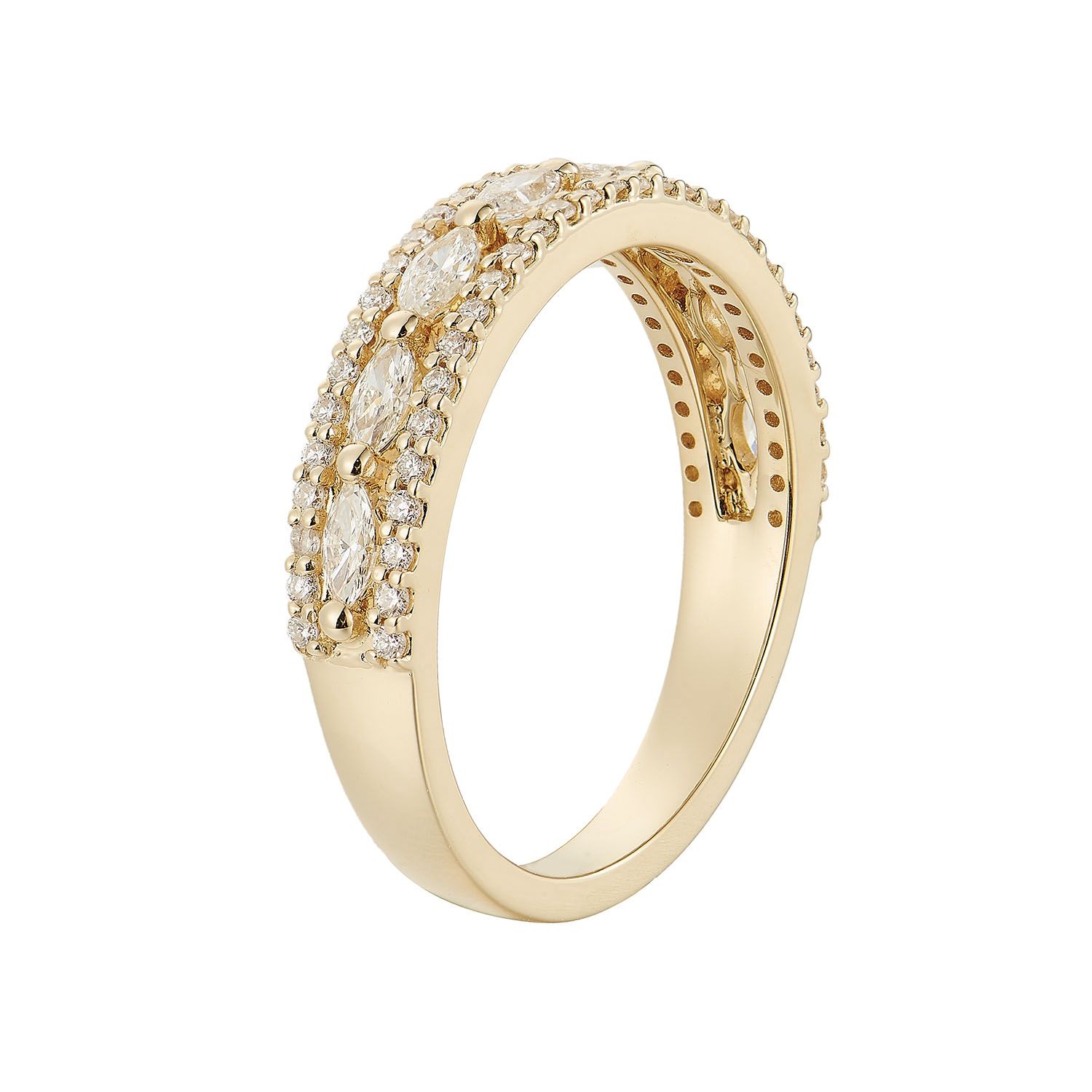 14K White/Yellow Gold Marquise Natural Diamond Wedding Band MZ5096, Colour: 14KY-2.99g-0.603ct-ND