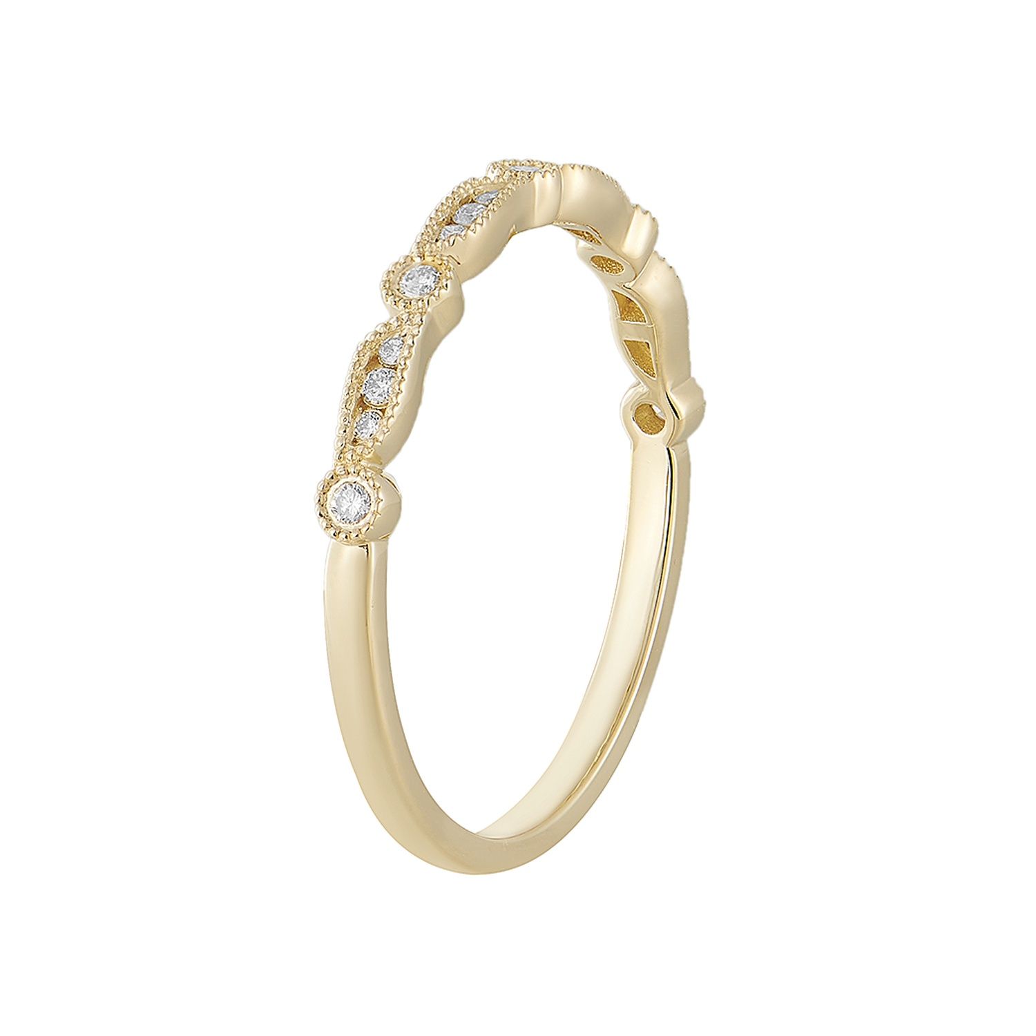 14K White/Yellow Gold Natural Diamond Wedding Band MZ5101, Colour: 14KY-1.86g-0.156ct-ND
