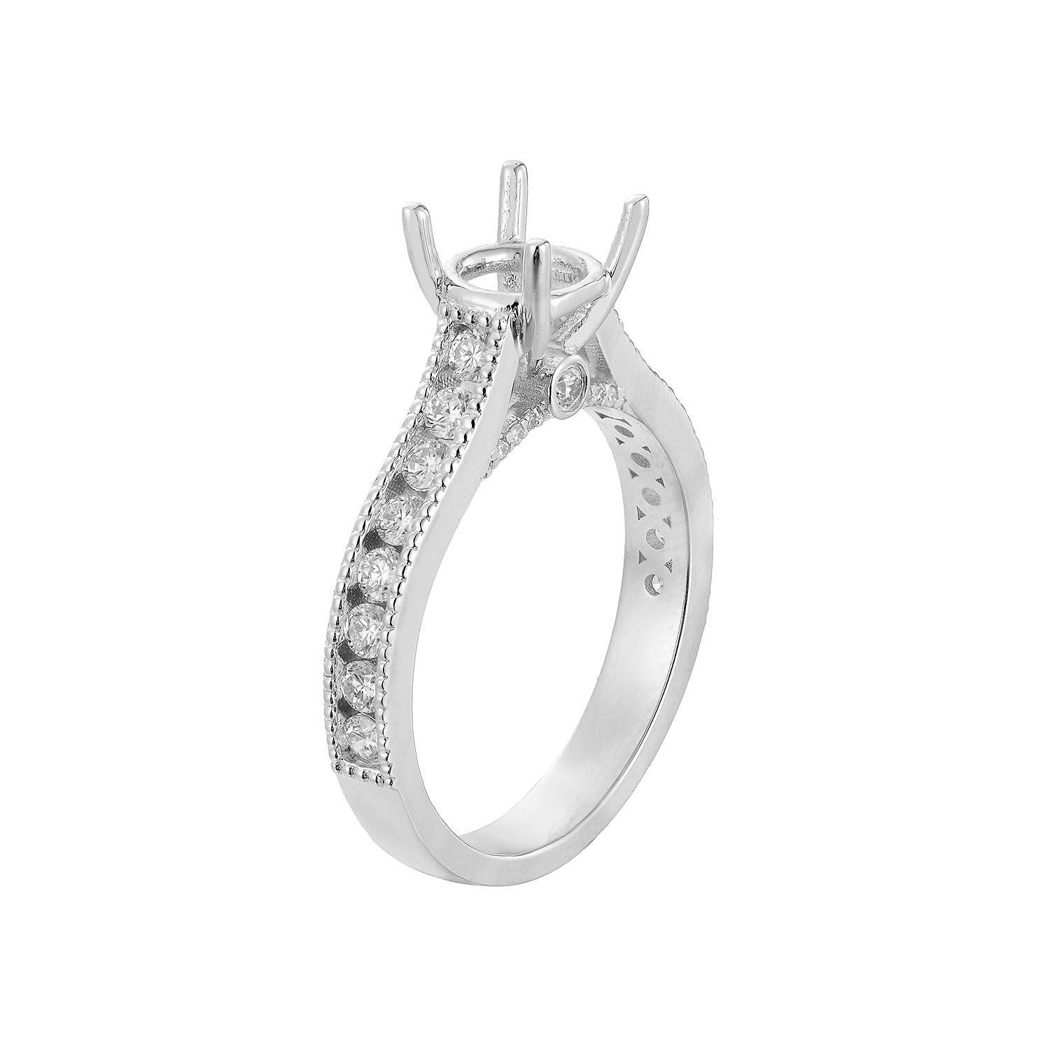 14K White/Yellow Gold Straight Shank Natural Diamond  Engagement Ring MZ1862-IH-663, Colour: 14KWhite-4.09g-0.565ct-ND