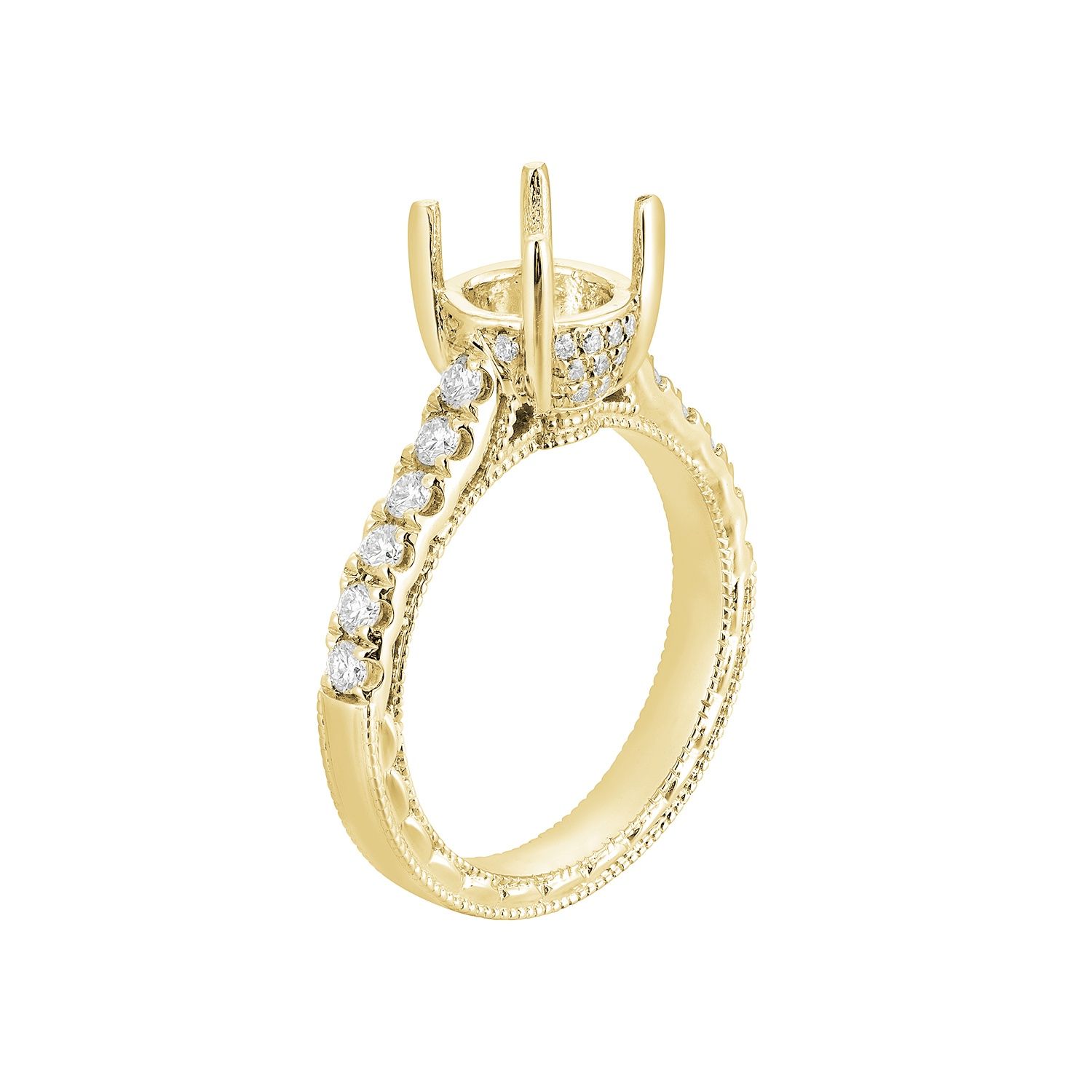 14K White Gold Luxury Natural Diamond  Engagement Ring HYDR2266-KPR-759, Colour: 14K Yellow-4.67g-0.439ct-ND