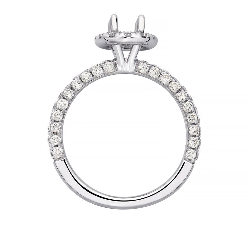 14K White Gold Oval Halo Natural Diamond Engagement Ring MZ5472