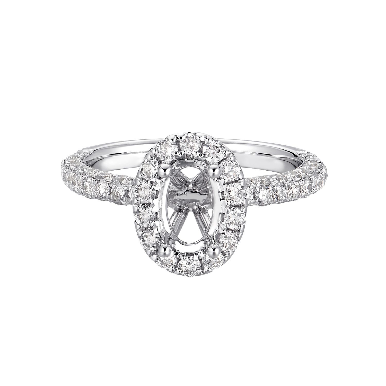14K White Gold Oval Halo Natural Diamond Engagement Ring MZ5472