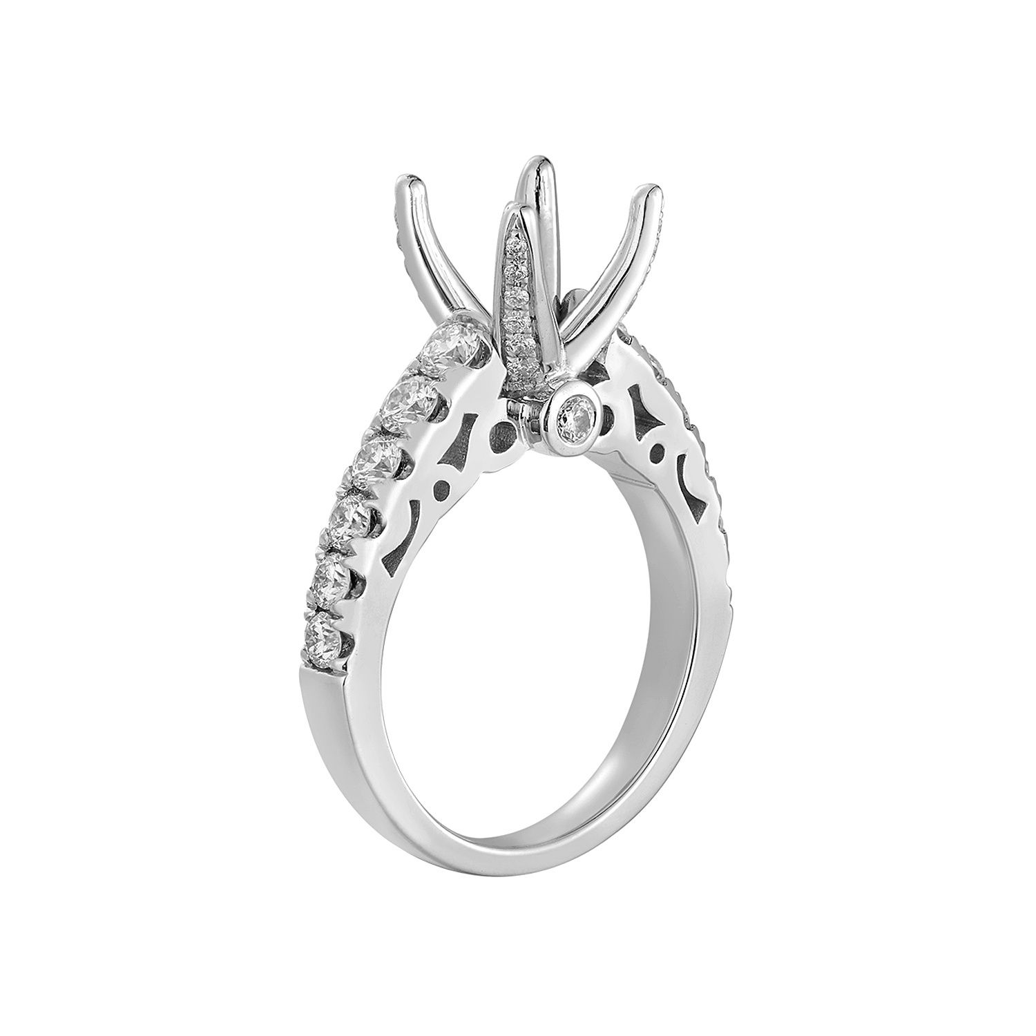 14K White Gold Round Center Natural Diamond  Engagement Ring MZ1766, Colour: 14KWhite-6.13g-0.901ct-ND