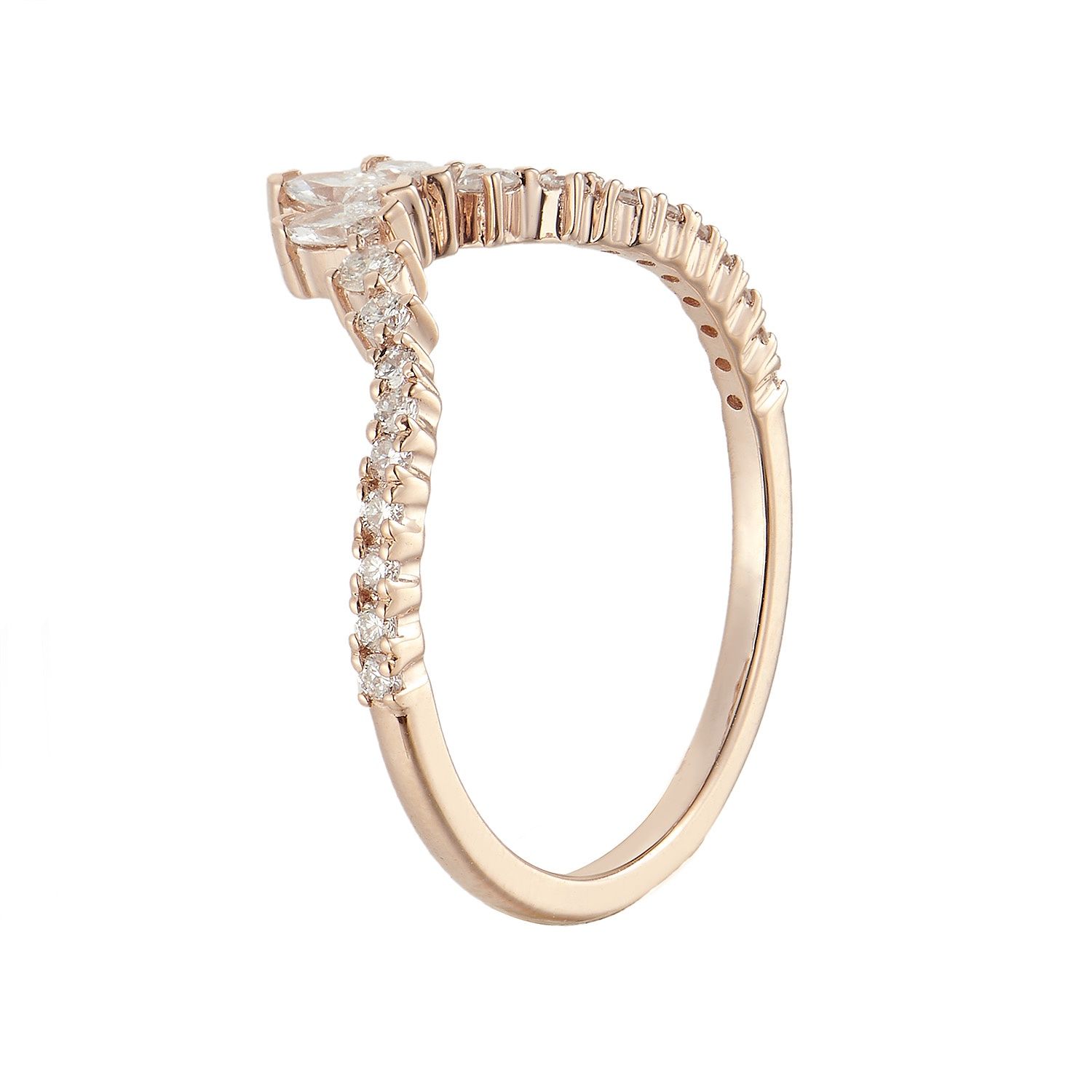 14K White/Yellow Gold Natural Diamond Curved Wedding Band MZ5390, Colour: 14KY-1.53g-0.286ct-ND